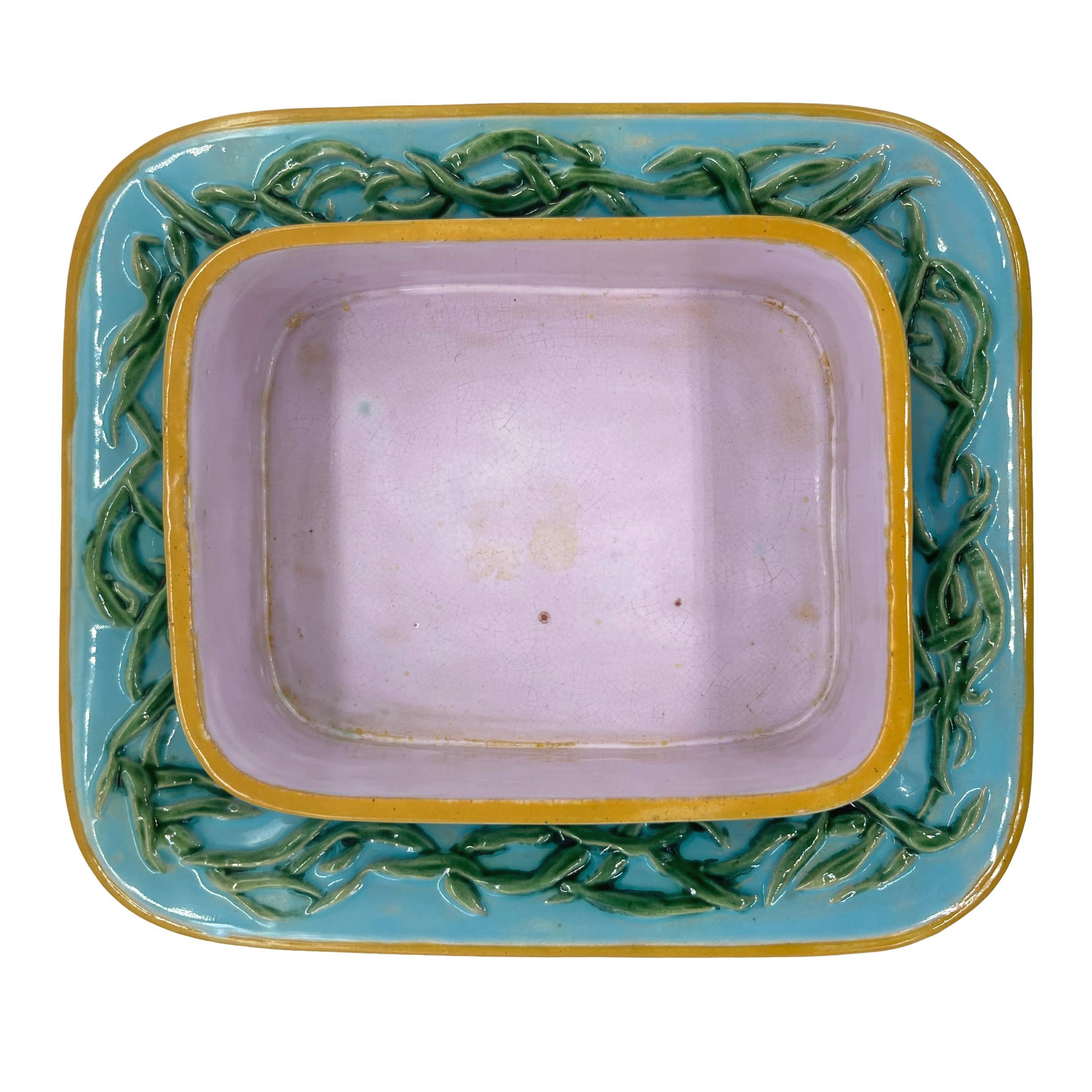 Minton Majolica Turquoise Sardine Box Server with Three Sardines, Dated 1876 8