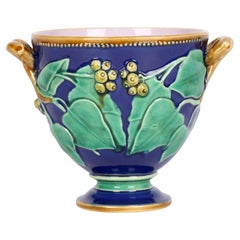 Minton Majolica Twin Handled Trailing Ivy Vase