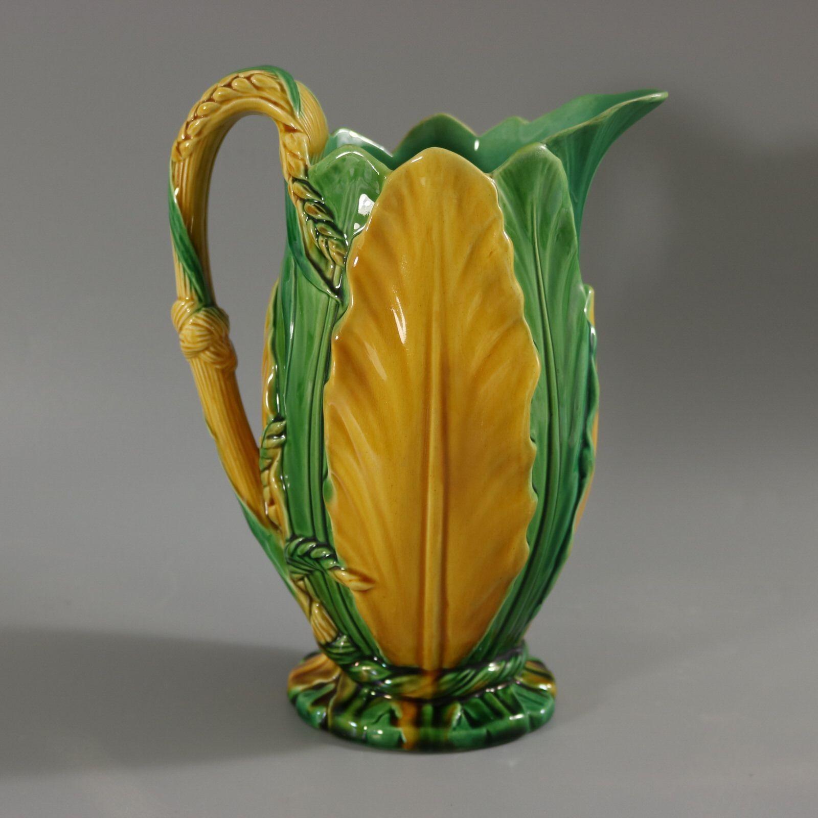 Minton Majolica Wheat And Leaves Jug Pitcher For Sale 1