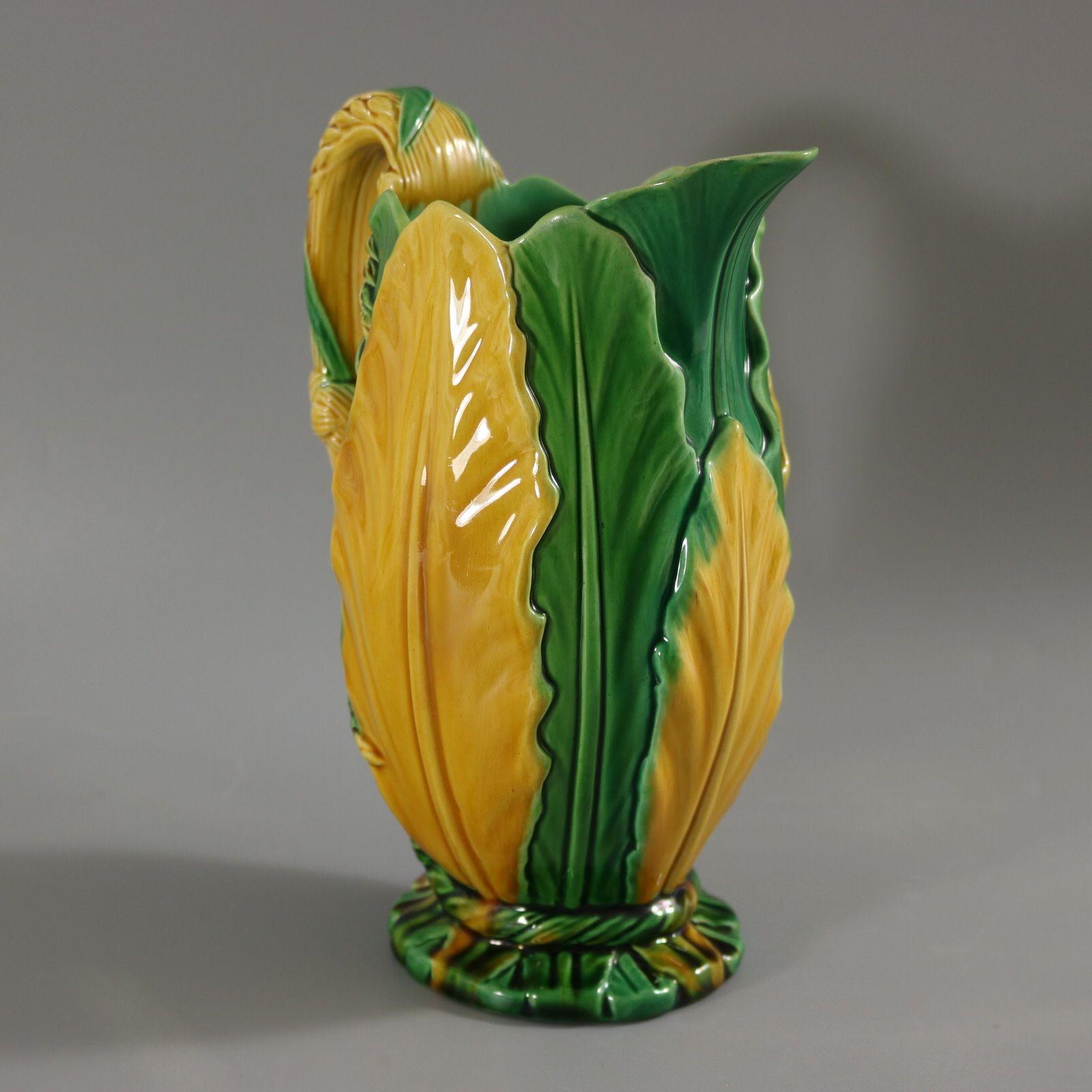 Minton Majolica Wheat And Leaves Jug Pitcher For Sale 2