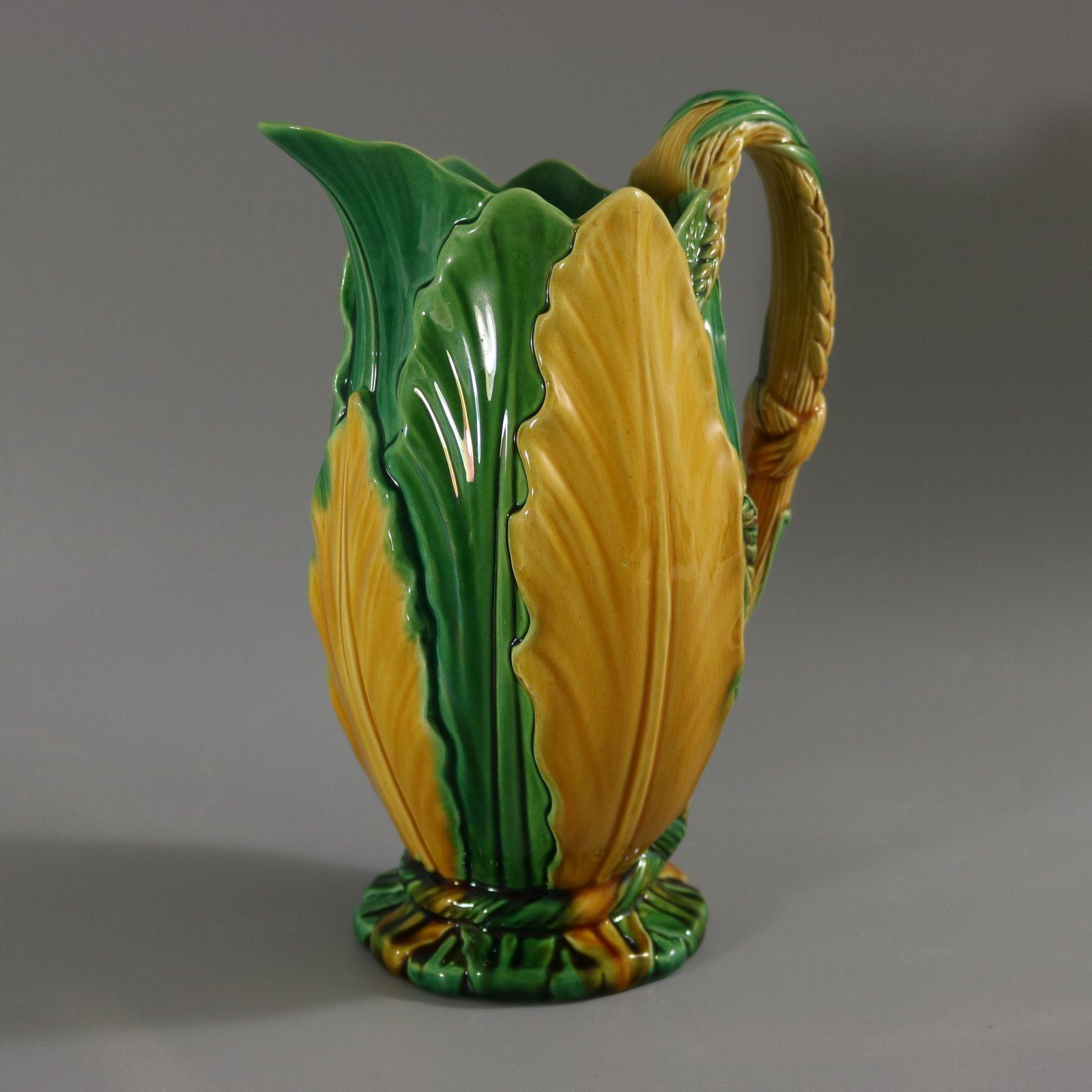 Minton Majolica Wheat And Leaves Jug Pitcher For Sale 4