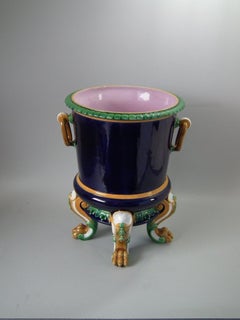 Minton Majolica Wine Cooler with Lion Paw Feet