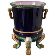 Minton Majolica Wine Cooler with Lion Paw Feet