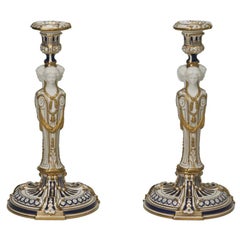 Candelieri neoclassici di Minton con facce parigine
