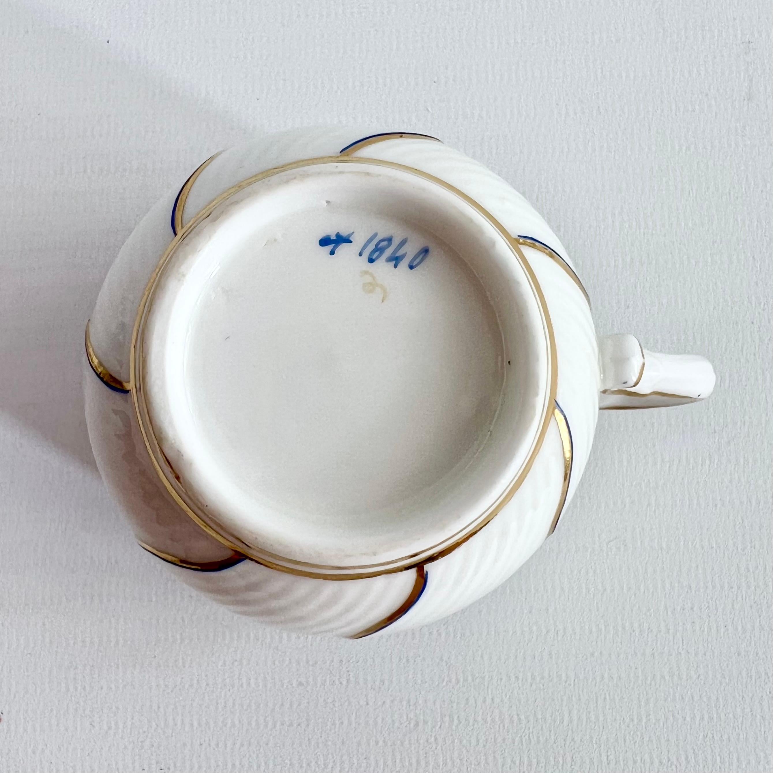 Minton Orphaned Coffee Cup, Spiral Fluted with Blue and Gilt, Victorian ca 1881 4