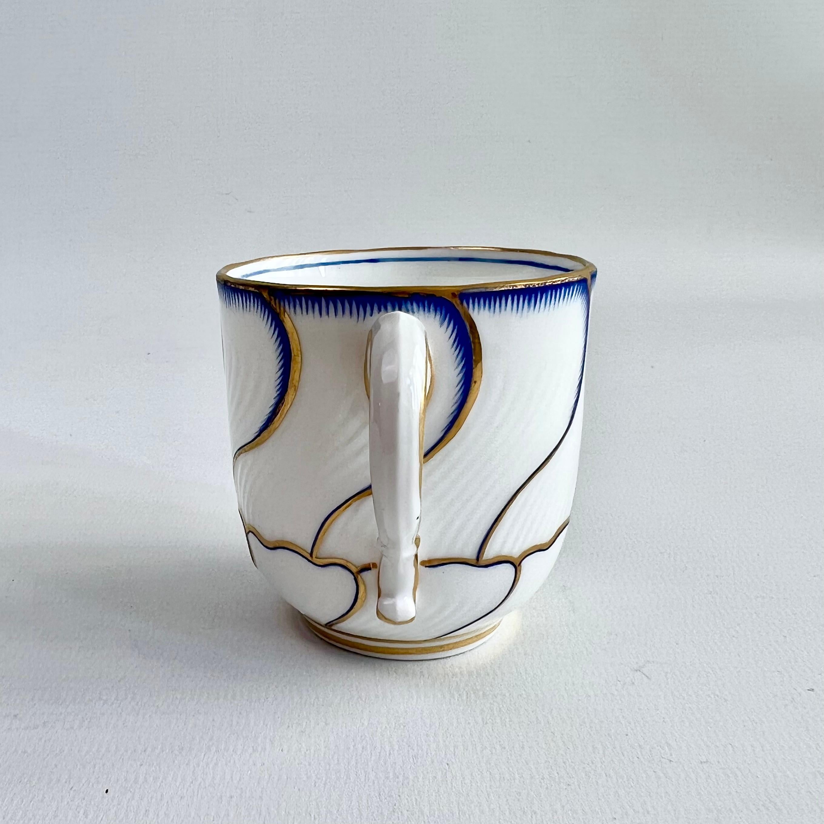 Minton Orphaned Coffee Cup, Spiral Fluted with Blue and Gilt, Victorian ca 1881 In Good Condition In London, GB