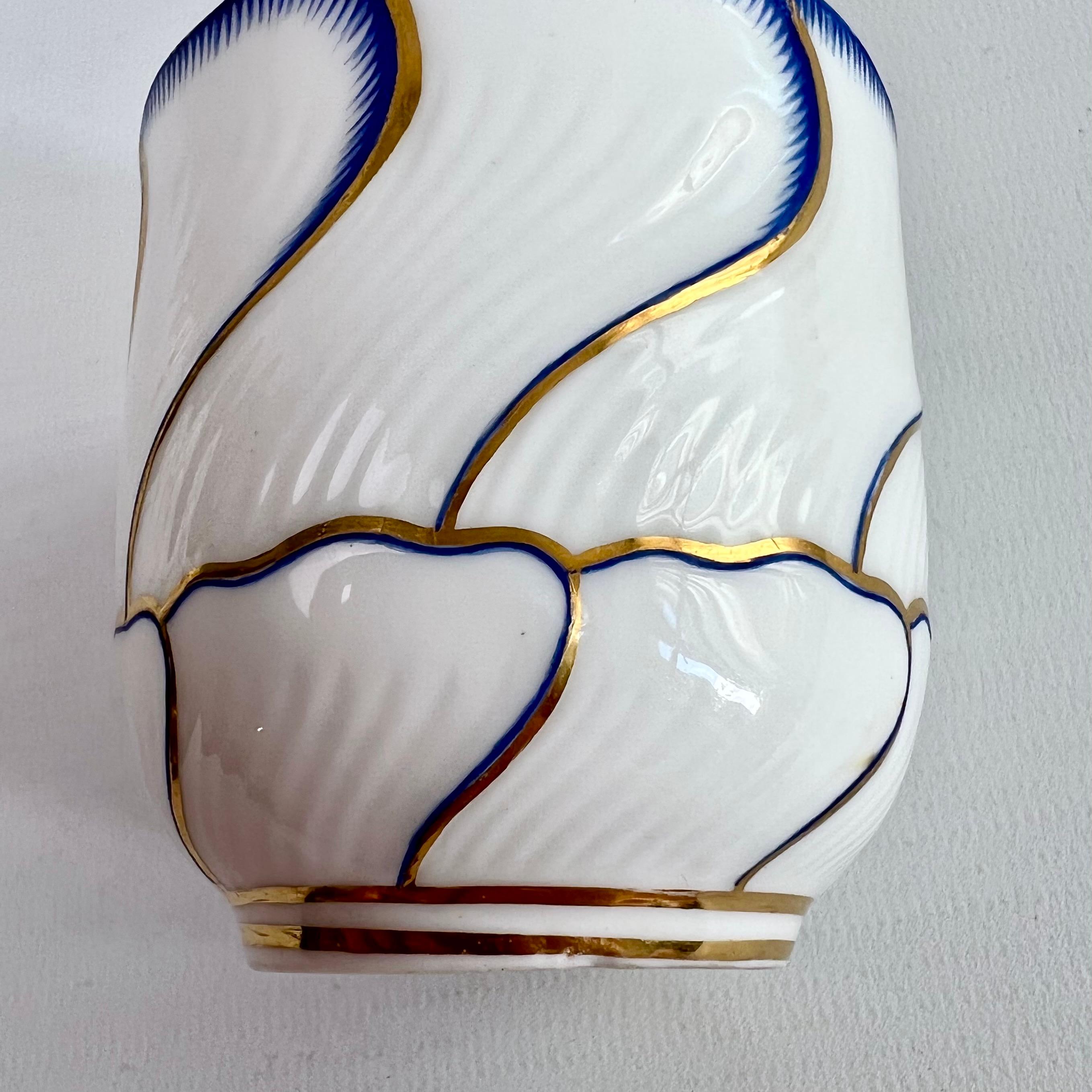 Late 19th Century Minton Orphaned Coffee Cup, Spiral Fluted with Blue and Gilt, Victorian ca 1881