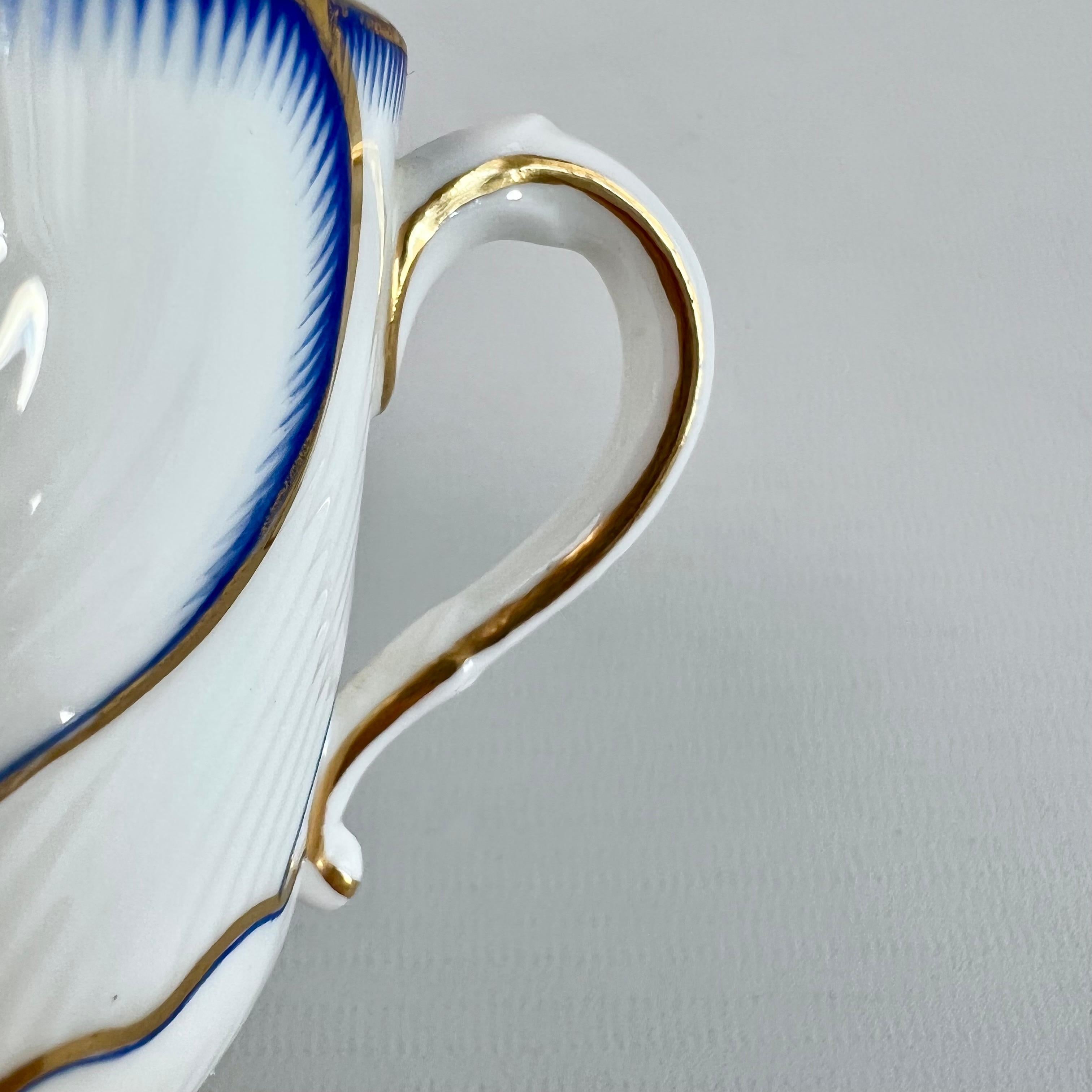 Minton Orphaned Coffee Cup, Spiral Fluted with Blue and Gilt, Victorian ca 1881 1