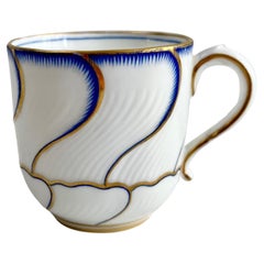 Minton Orphaned Coffee Cup, Spiral Fluted with Blue and Gilt, Victorian ca 1881