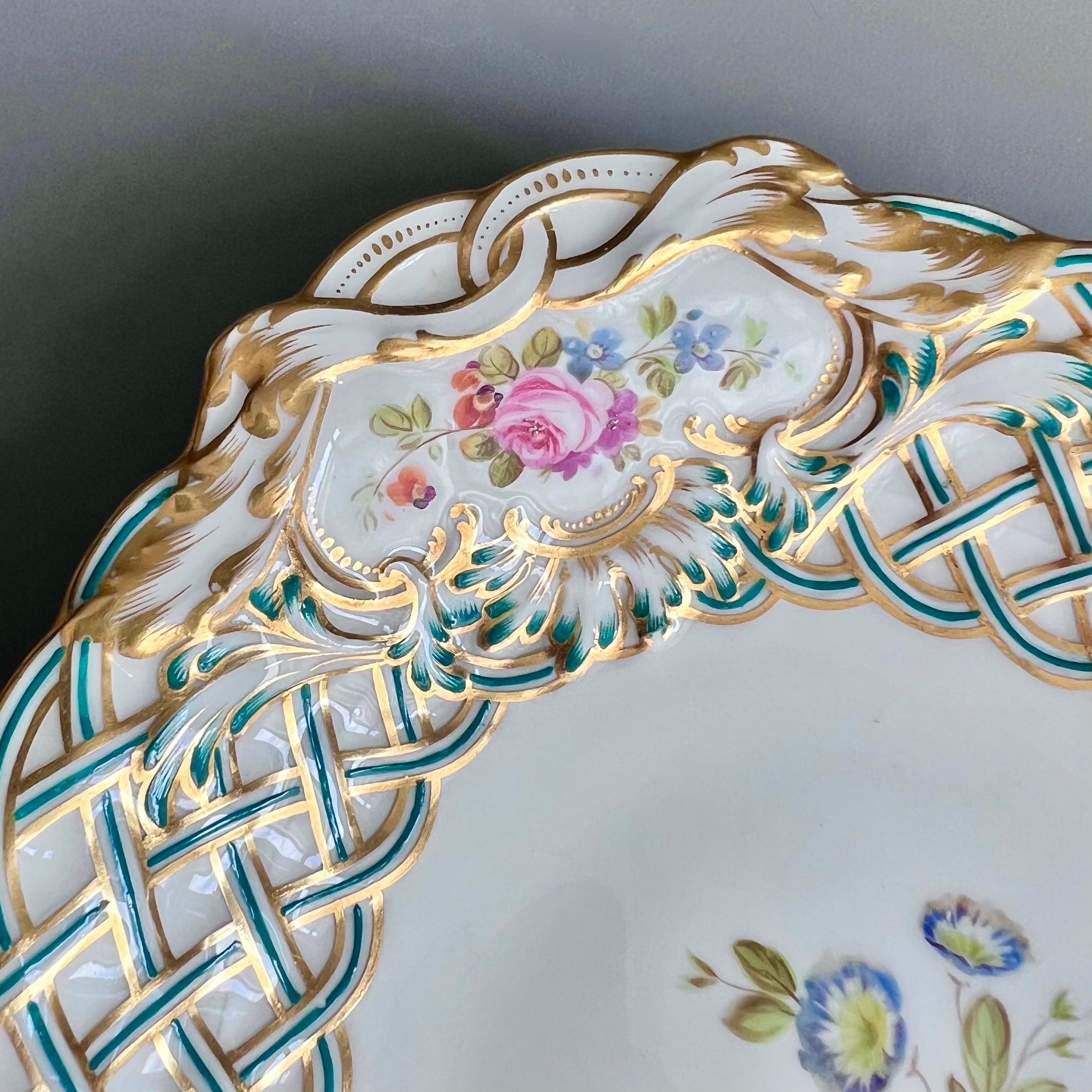 Pareja de platos ovalados Minton, Newcastle en relieve, Flores J. Bancroft, 1857 en venta 4