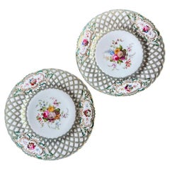Minton Pair of Plates, Newcastle Embossed, Flowers J. Bancroft, 1857 (1)