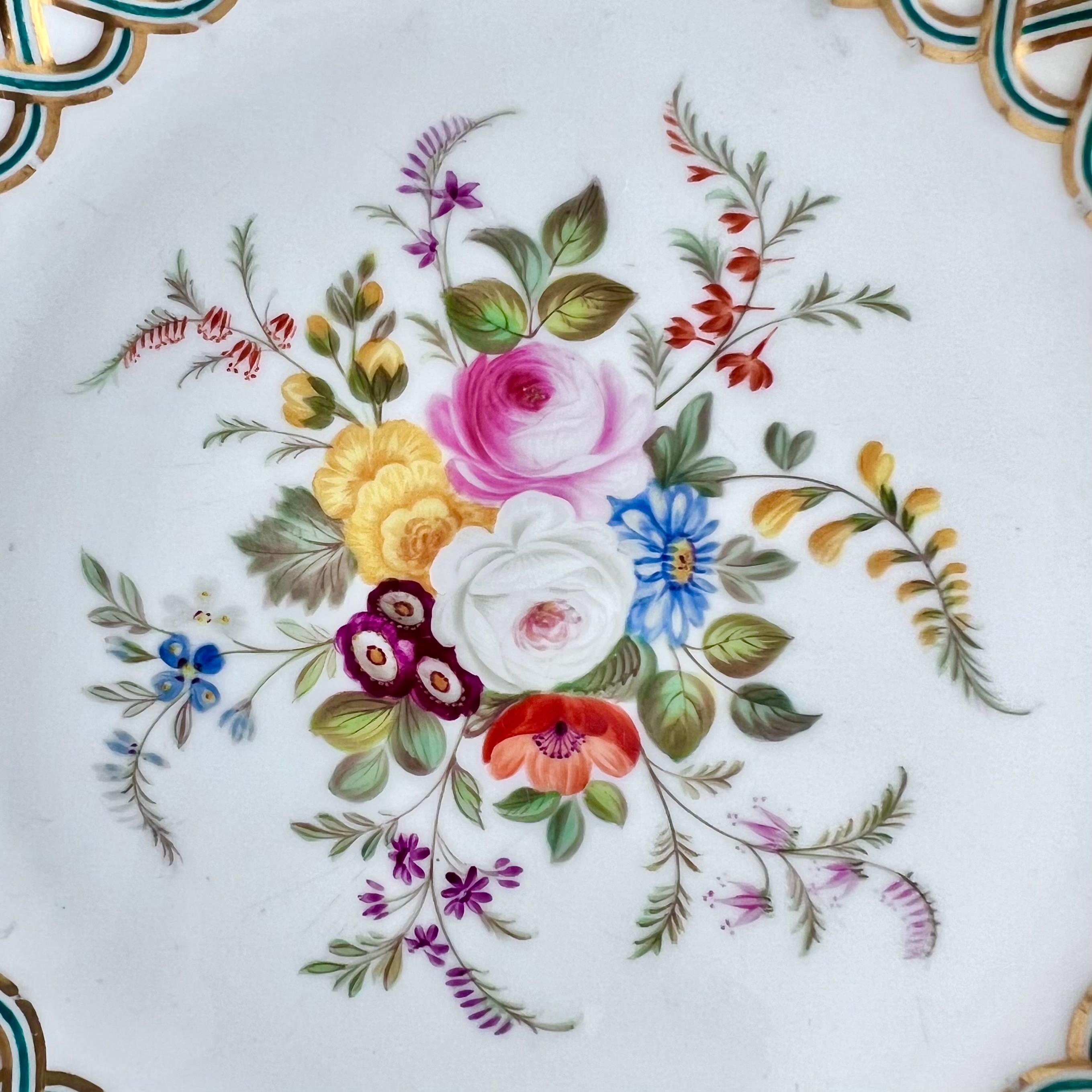 Pareja de platos Minton, Newcastle en relieve, Flores J. Bancroft, 1857 (2) en Bueno estado para la venta en London, GB
