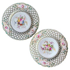 Minton Pair of Plates, Newcastle Embossed, Flowers J. Bancroft, 1857 (2)