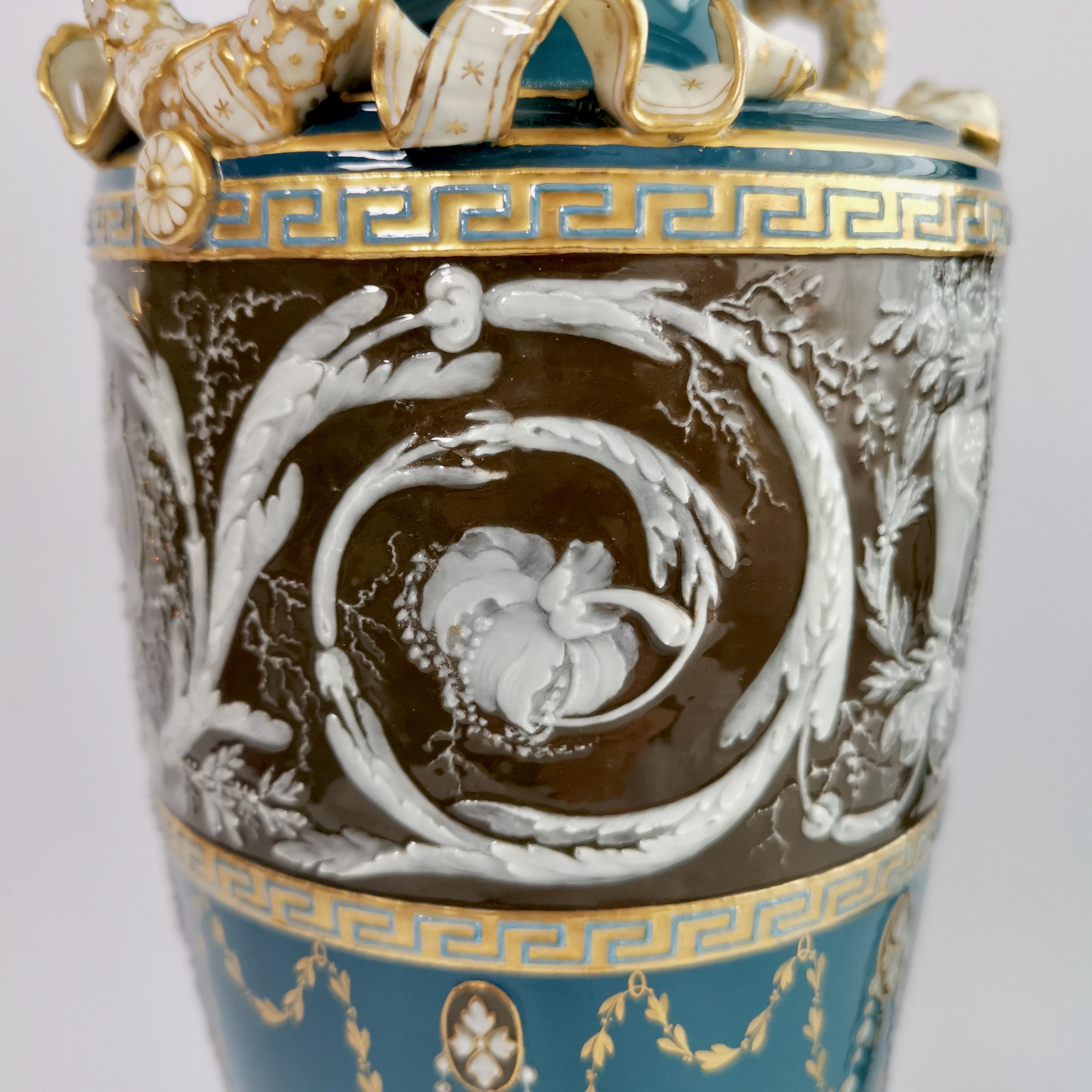 Minton Pair of Porcelain Vases - Urns, Pâte-sur-Pâte by Harry Hollins, 1873-1891 7