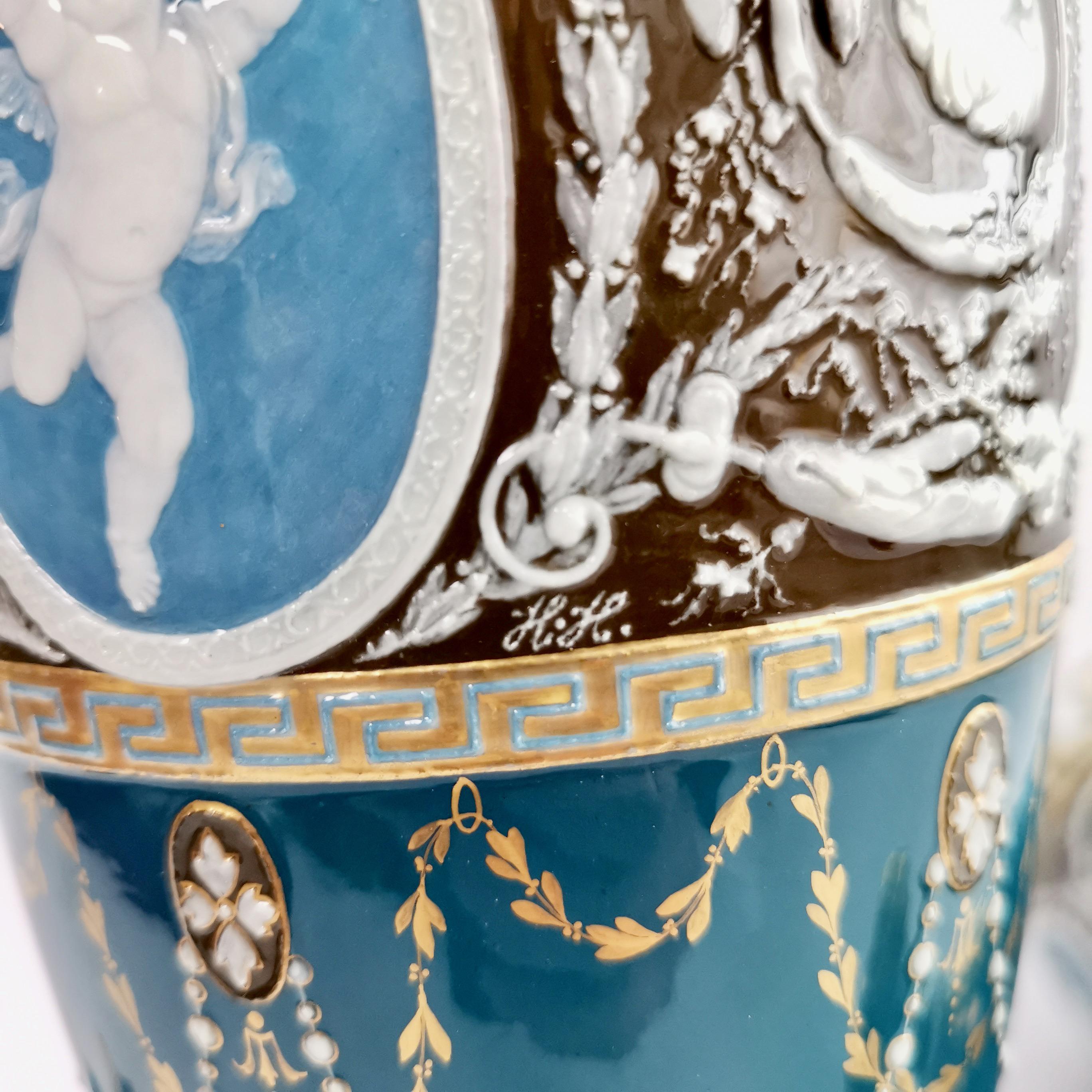 Minton Pair of Porcelain Vases - Urns, Pâte-sur-Pâte by Harry Hollins, 1873-1891 11