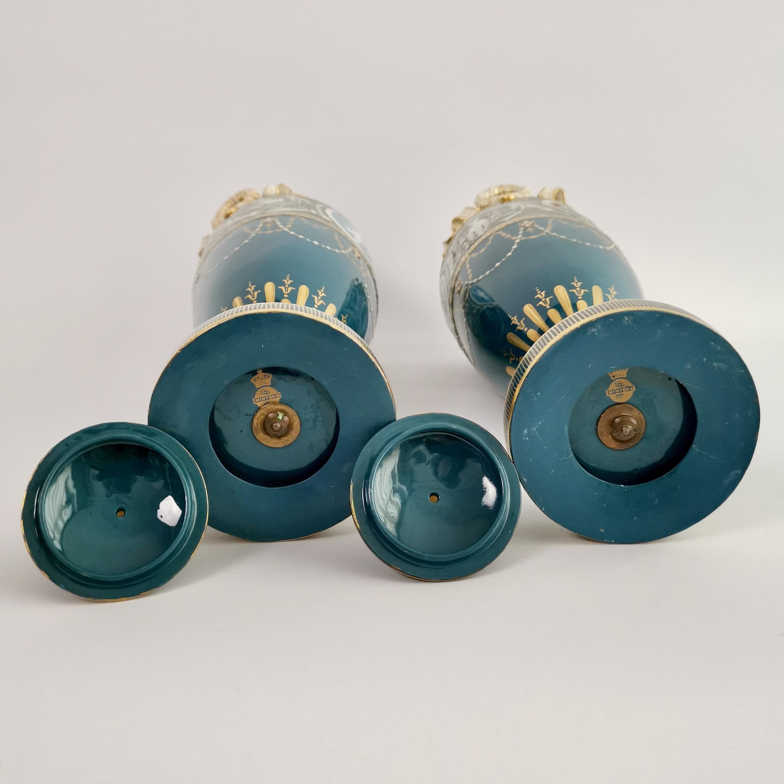 Minton Pair of Porcelain Vases - Urns, Pâte-sur-Pâte by Harry Hollins, 1873-1891 13