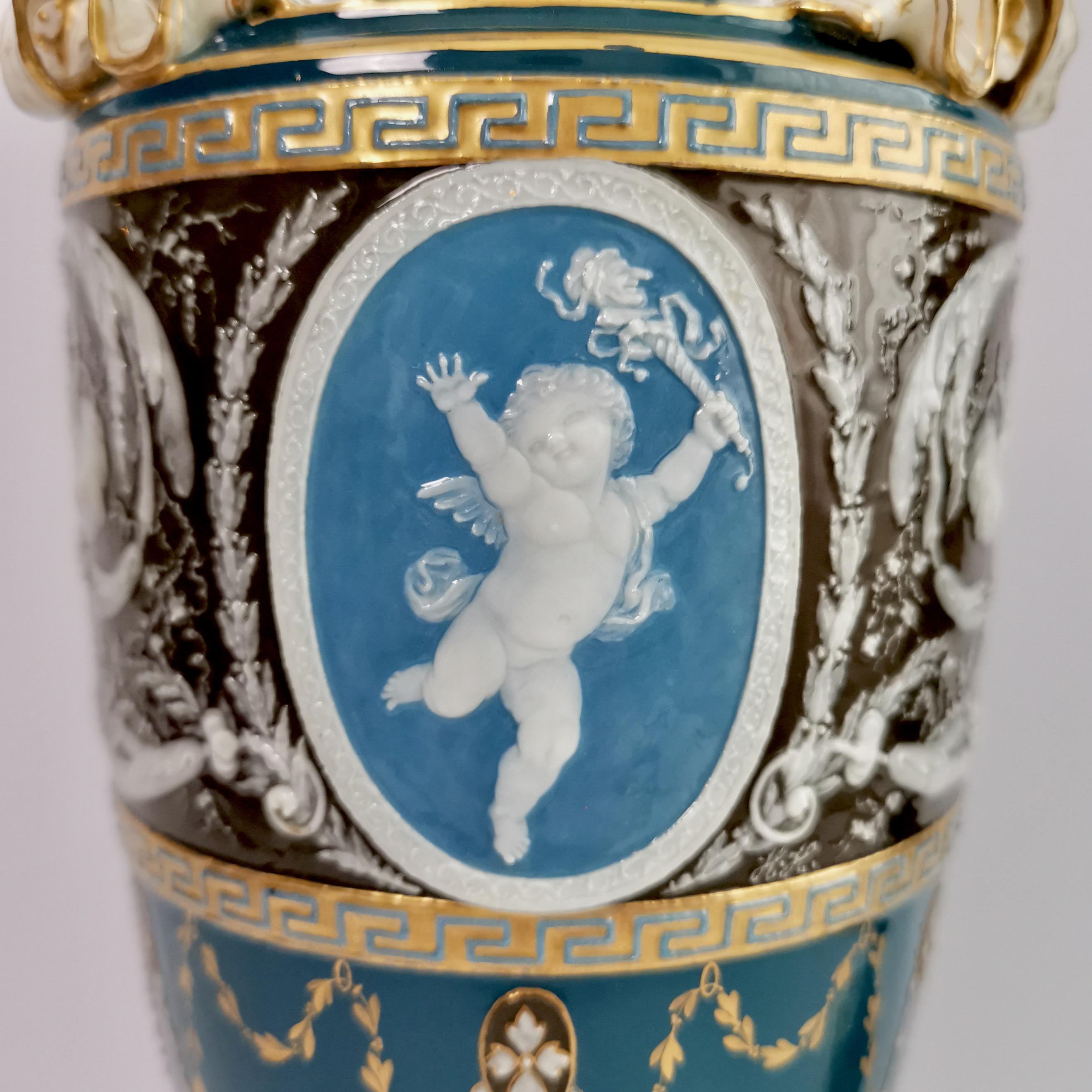 Minton Pair of Porcelain Vases - Urns, Pâte-sur-Pâte by Harry Hollins, 1873-1891 2