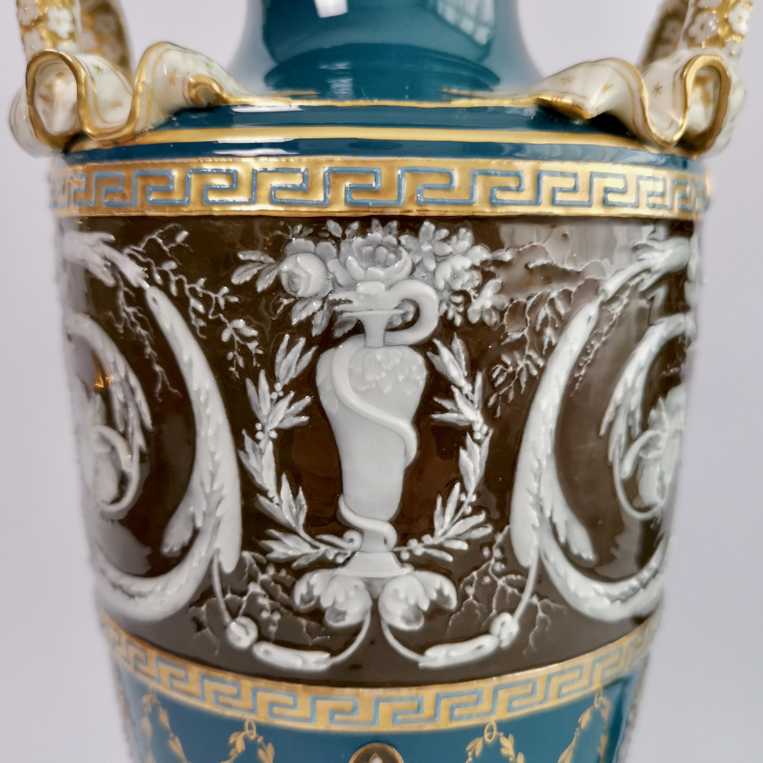Minton Pair of Porcelain Vases - Urns, Pâte-sur-Pâte by Harry Hollins, 1873-1891 3