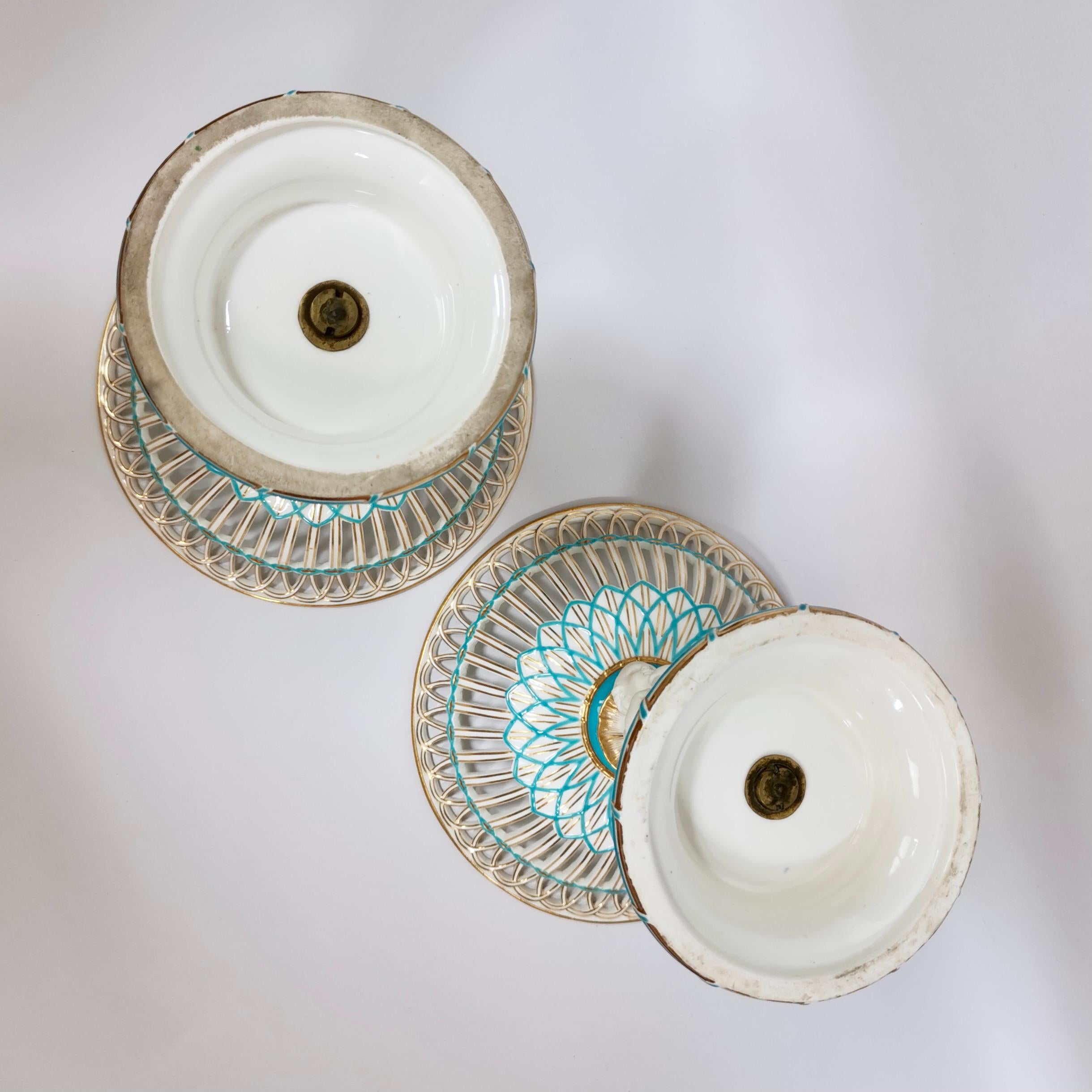 Minton Pair of Tazzas, White Parian Porcelain Cherubs Hunting, Victorian ca 1880 7