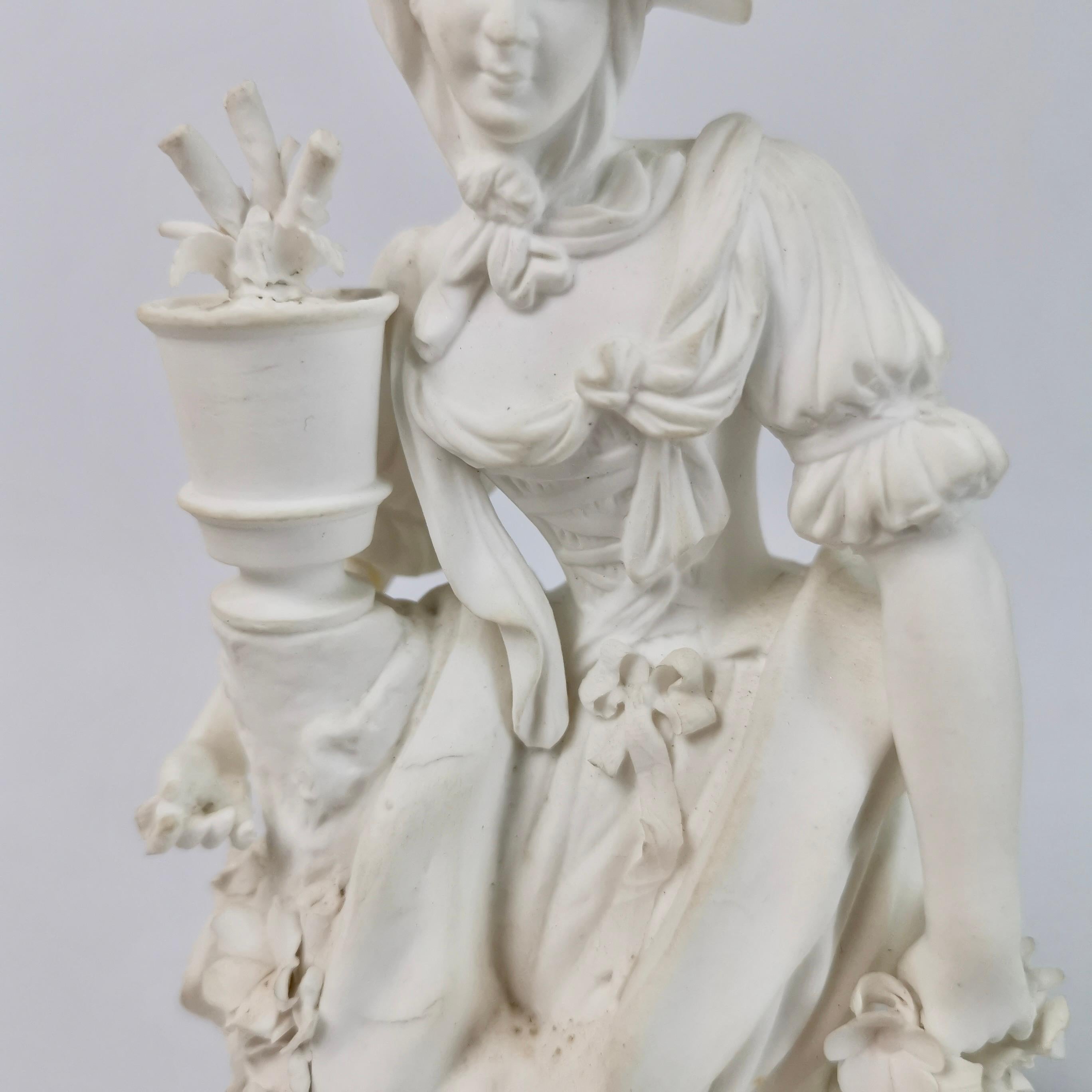 Minton, Paar weiße Biskuitfiguren einer Gärtnerin und einer Dame, um 1835 im Angebot 3