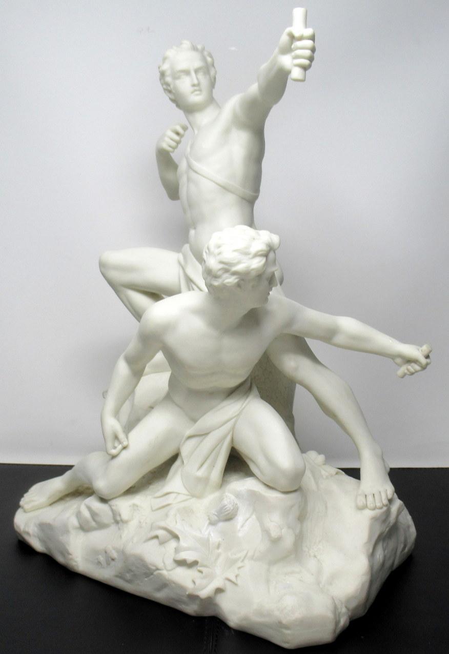 English Minton Parian Nude Male Group After Albert Ernest Carrier Belleuse, 19th Century