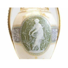 Minton Pate-sur-pate Decorated Porcelain Lidded Urn by L Birks, Dated 1892