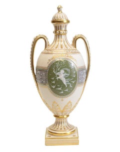 Minton Pate-Sur-Pate Decorated Porcelain Lidded Urn by L Birks, Dated 1892