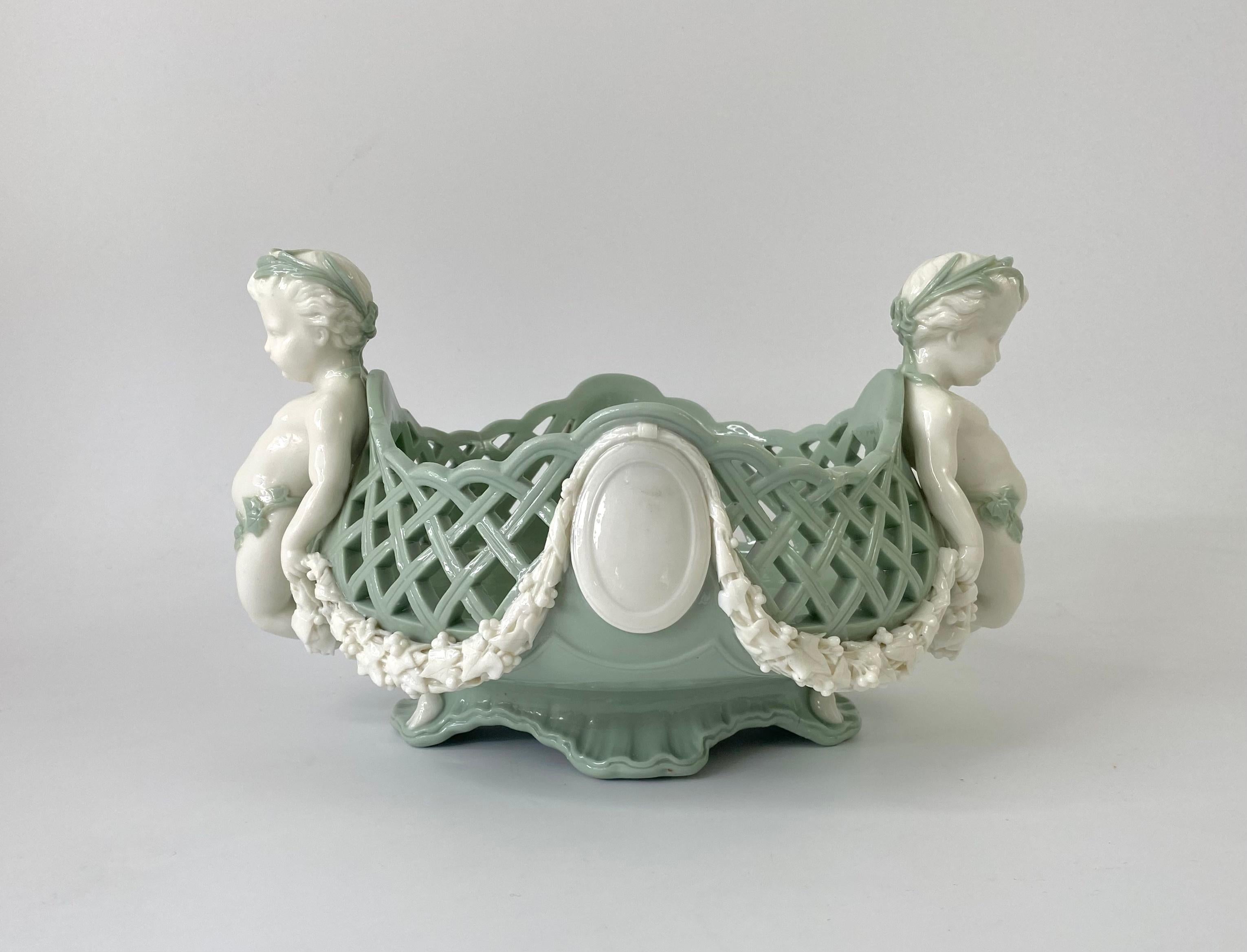Victorian Minton Pate Sur Pate Porcelain Basket, Dated 1867 For Sale