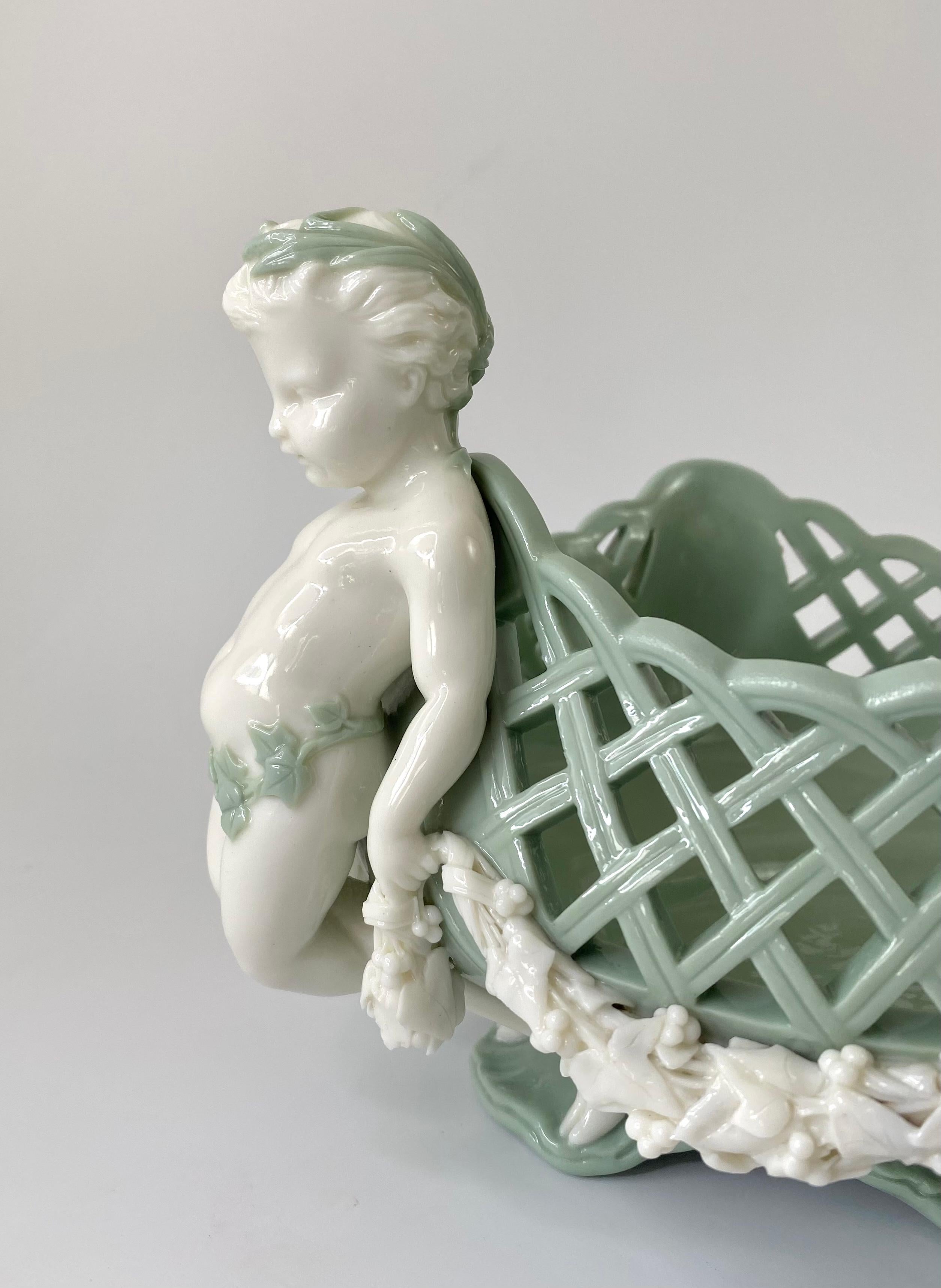 Minton Pate Sur Pate Porcelain Basket, Dated 1867 In Excellent Condition For Sale In Gargrave, North Yorkshire
