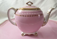 English 19th Century Minton Pink Jewelled Cabaret Set for 2