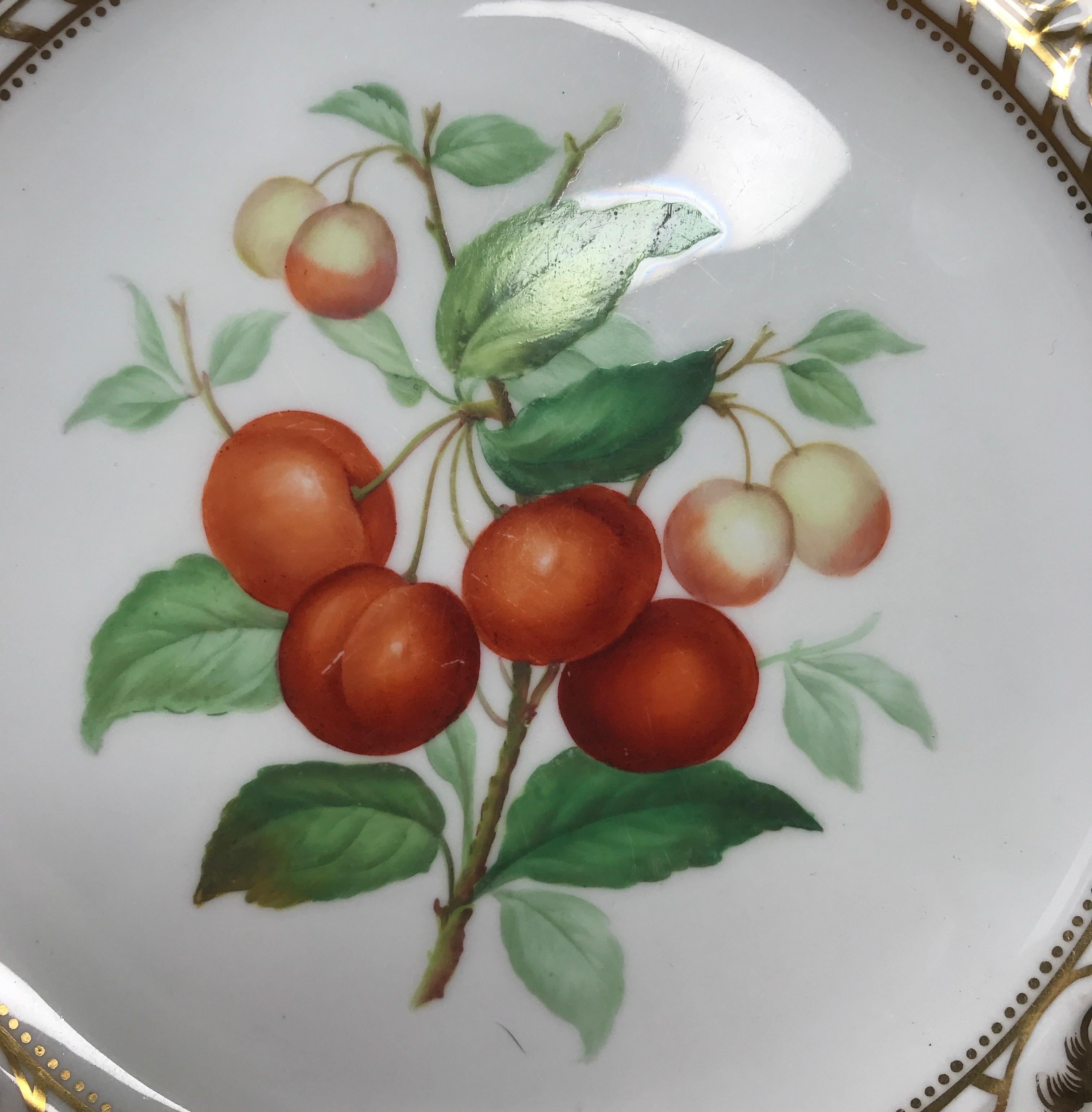 Hand-Painted Minton Plate, Cherries Specimen & Flowers, 1852 For Sale