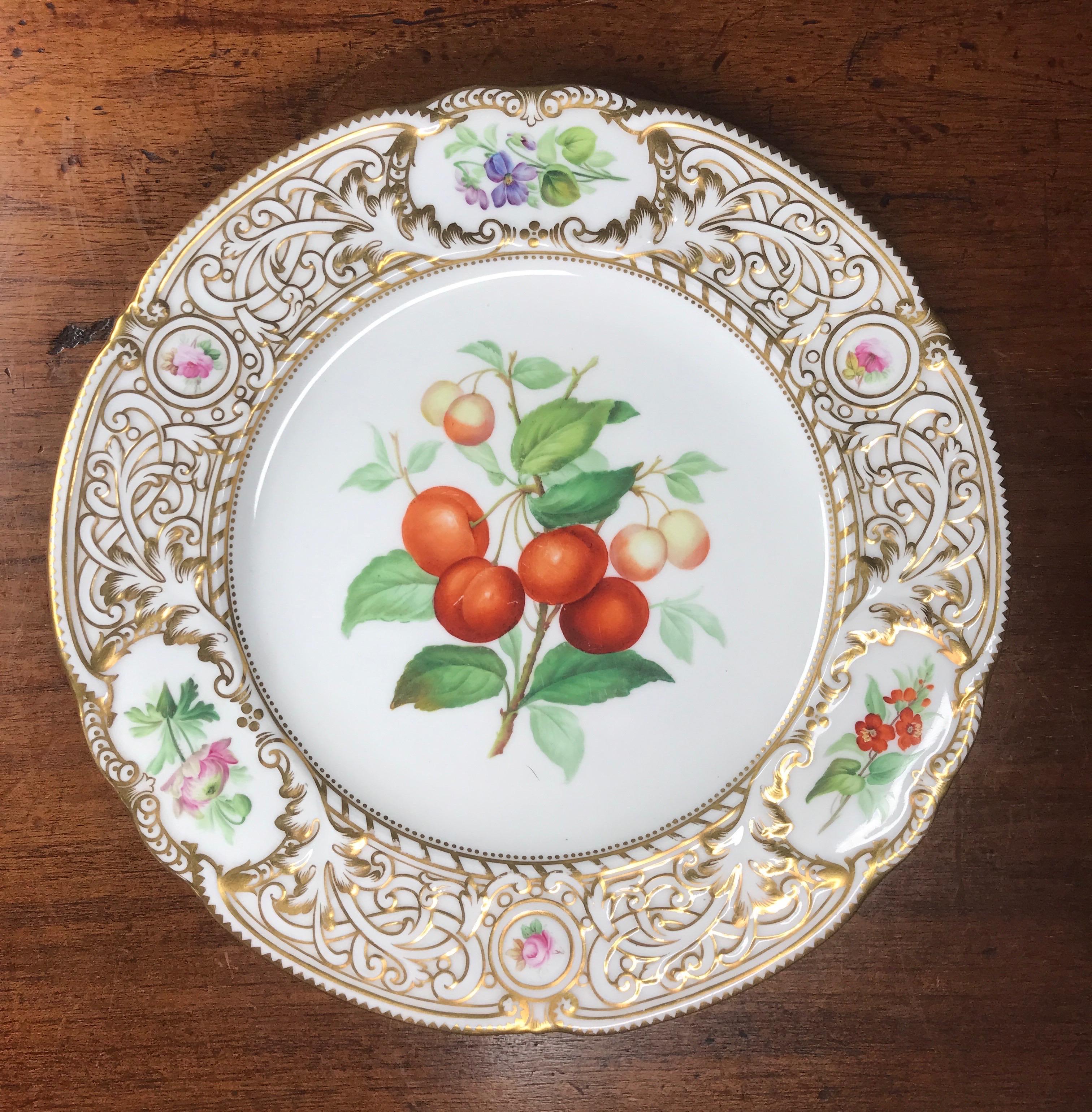 Minton Plate, Cherries Specimen & Flowers, 1852 For Sale 1