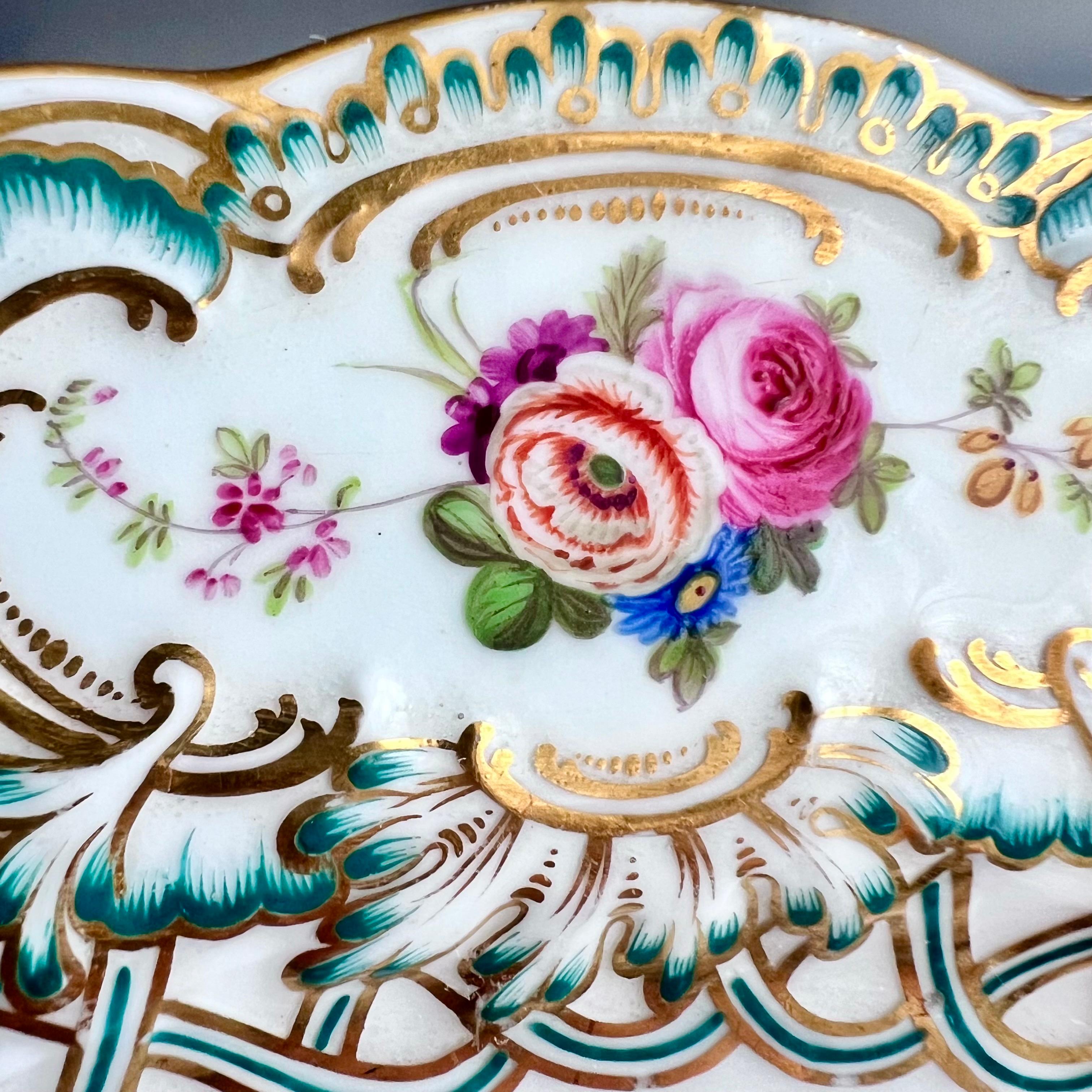 Minton-Teller, Newcastle-prägung, Blumen J. Bancroft, 1857 (4) (Handbemalt) im Angebot