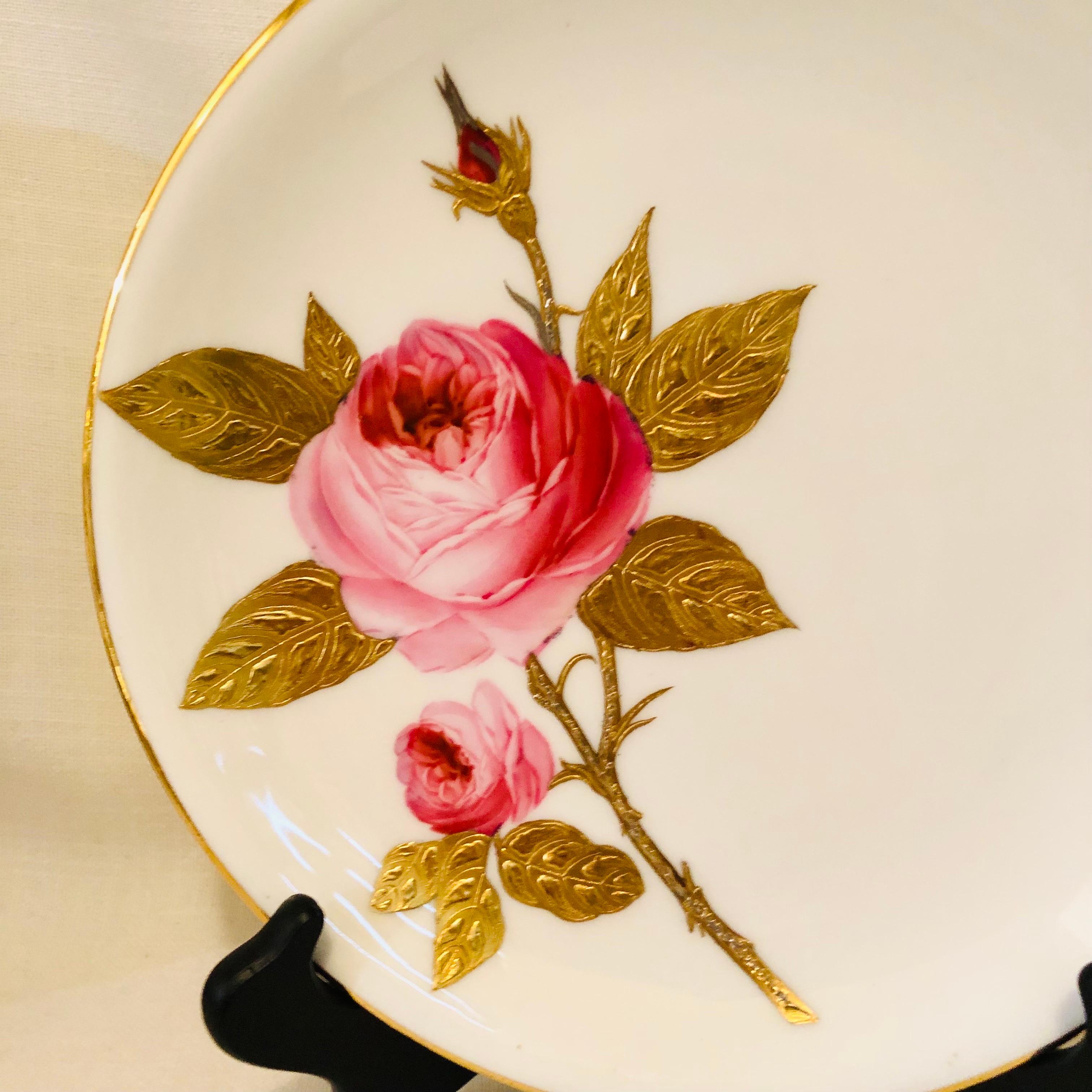 Minton Plates Each Painted With a Different Rose With Gold and Platinum Accents 10