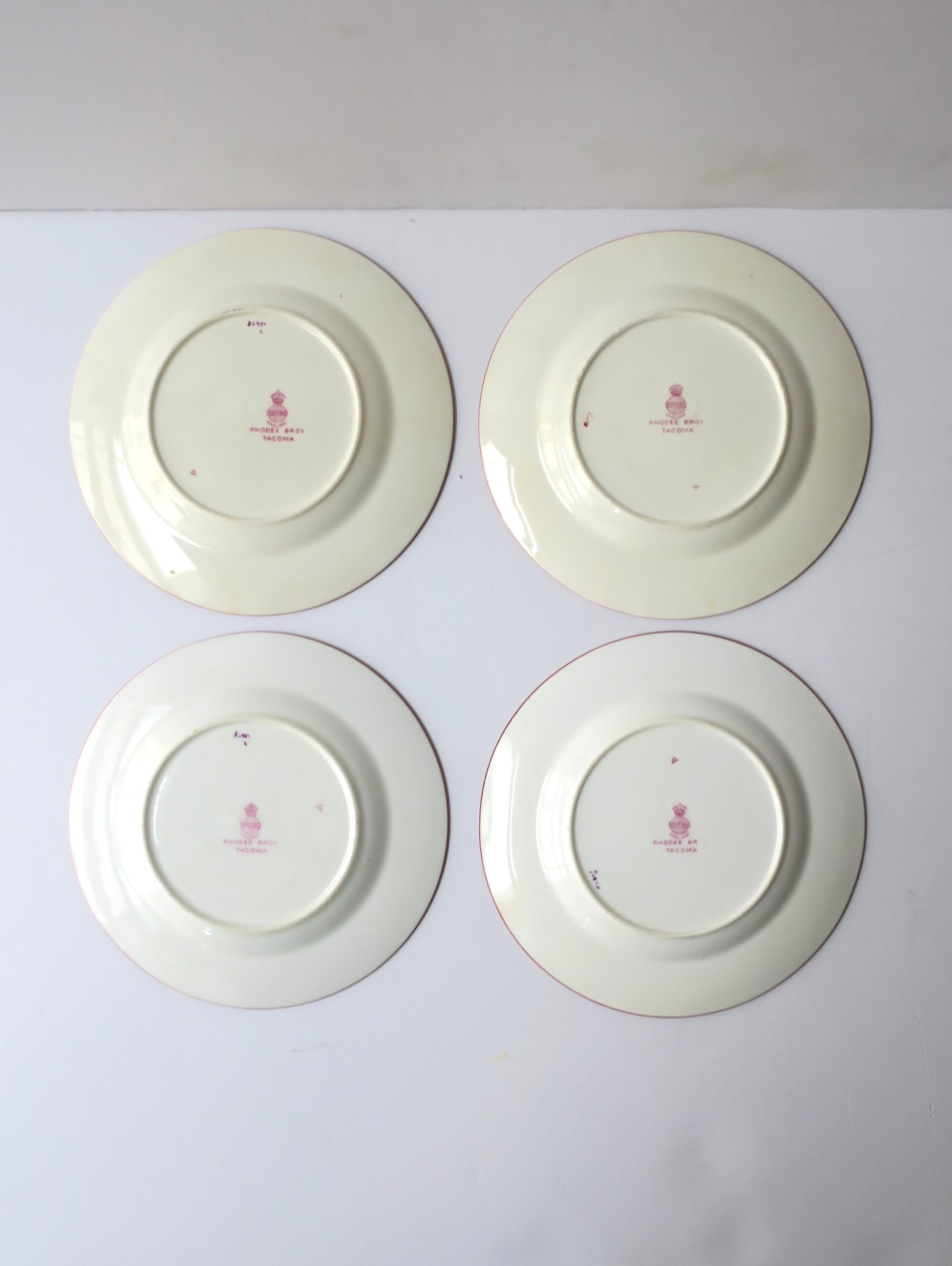 English Minton Porcelain Plates for Rhodes Bros Tacoma, Set of 4 For Sale 5