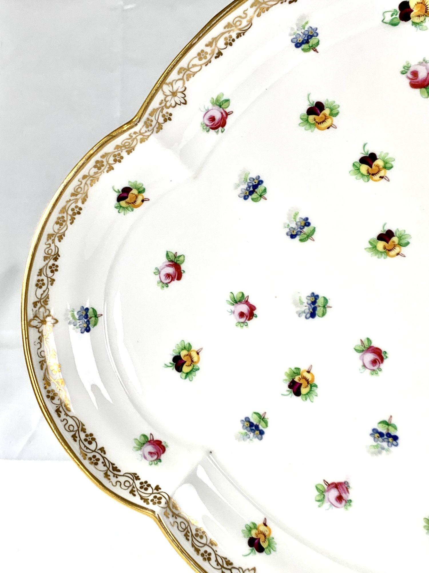 Minton Platter England Mid-19th Century Decorated Roses Pansies Forget Me Nots 4