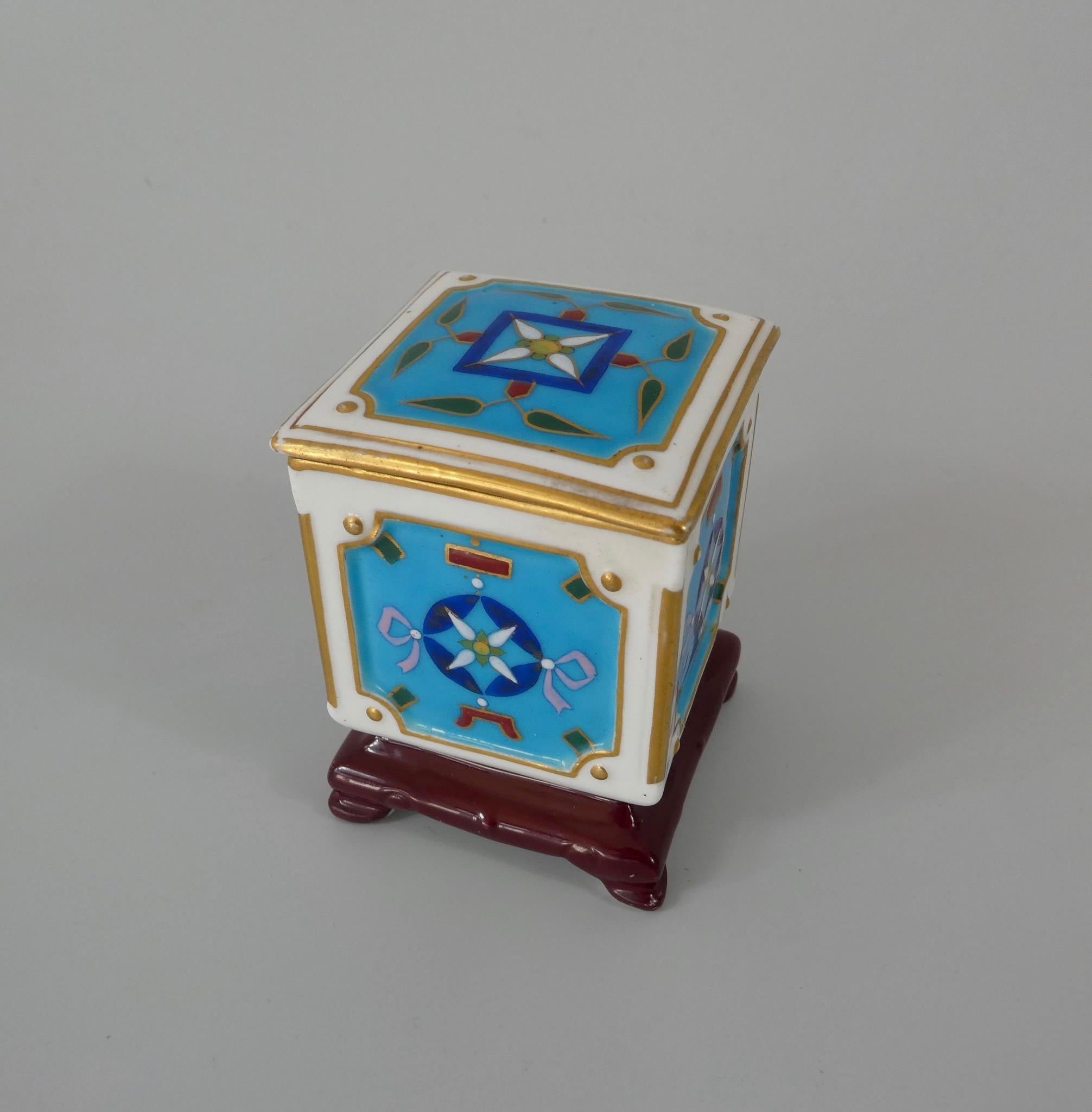 English Minton Porcelain Box and Cover, Christopher Dresser Design, circa 1870
