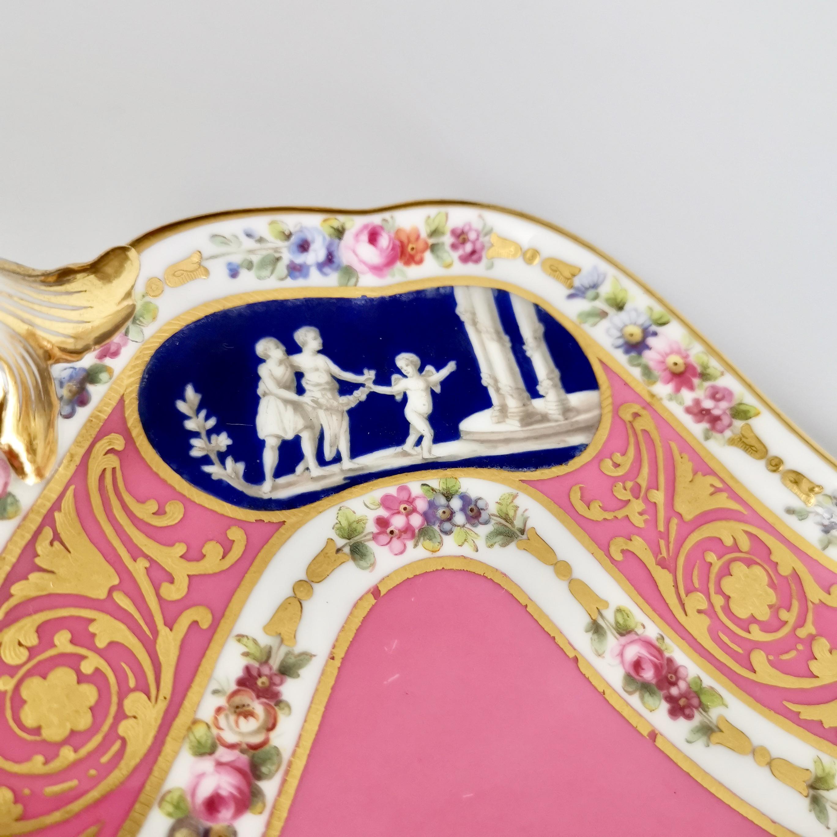 High Victorian Minton Porcelain Cabaret Tray, Rose Pompadour Pink Sèvres Style, Victorian, 1876