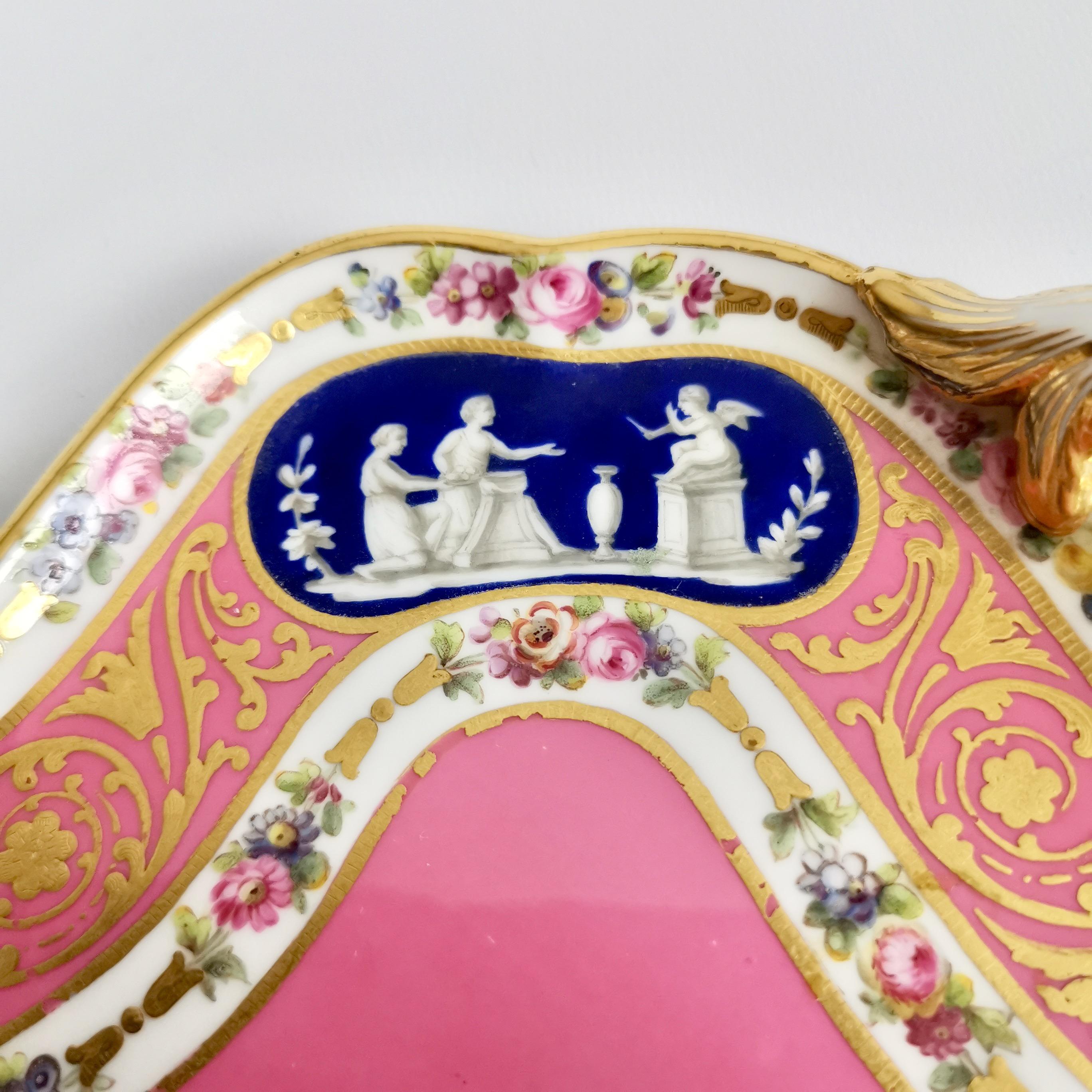 English Minton Porcelain Cabaret Tray, Rose Pompadour Pink Sèvres Style, Victorian, 1876