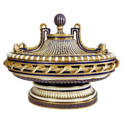 Minton Porcelain Centre Piece, Mazarine Blue with Gilt, Sèvres Style, 1862-1870