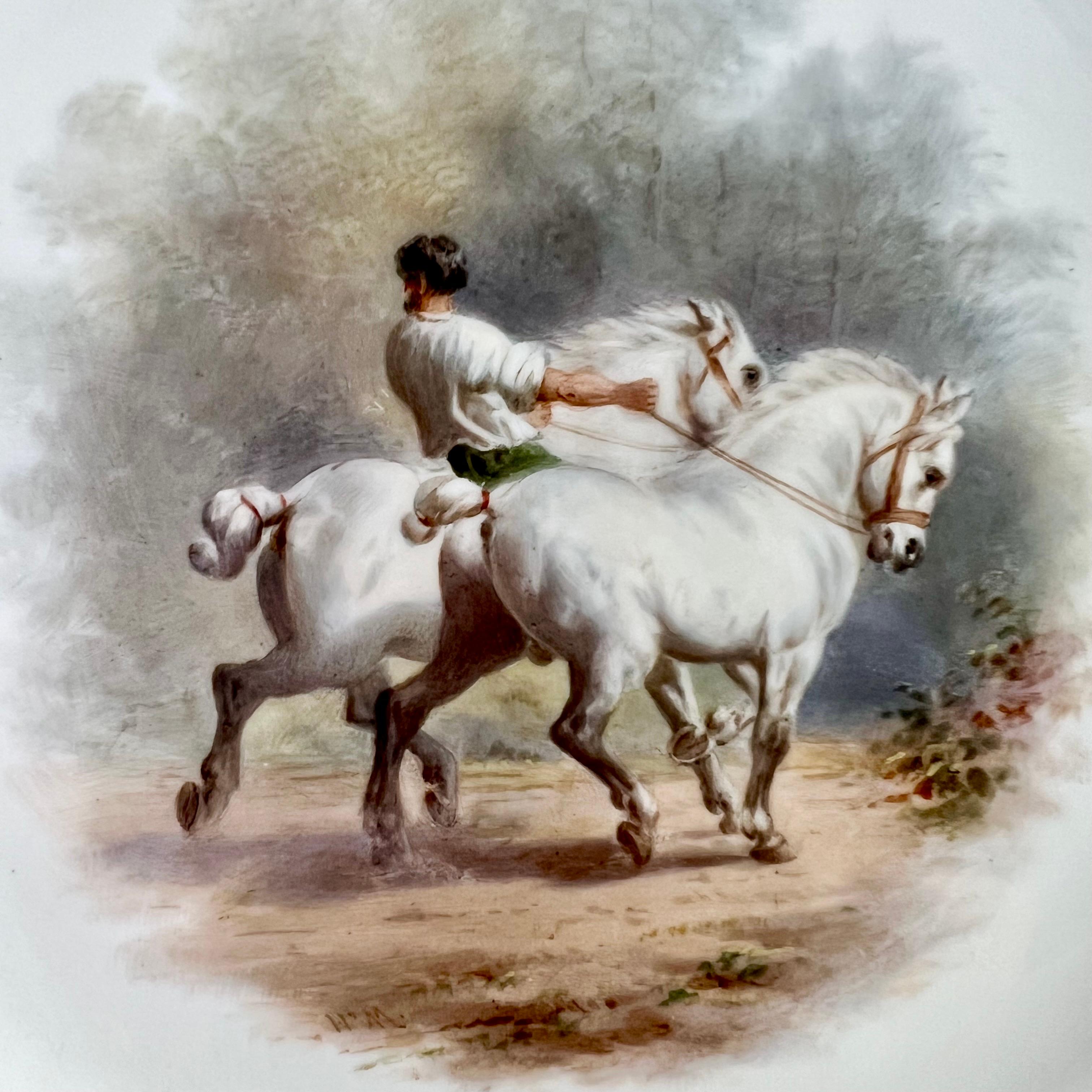Minton Porcelain Dessert Service, Turquoise, Equestrian Horses, Victorian, 1871 For Sale 7