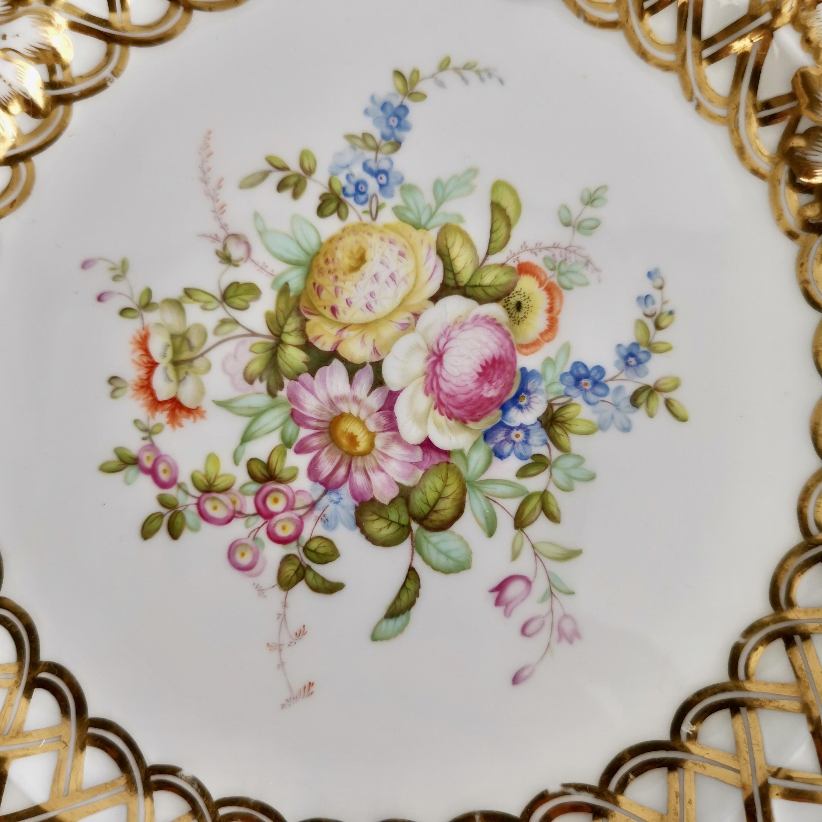Minton Porcelain Dessert Service, White, Flowers J. Bancroft, Victorian, 1841 4