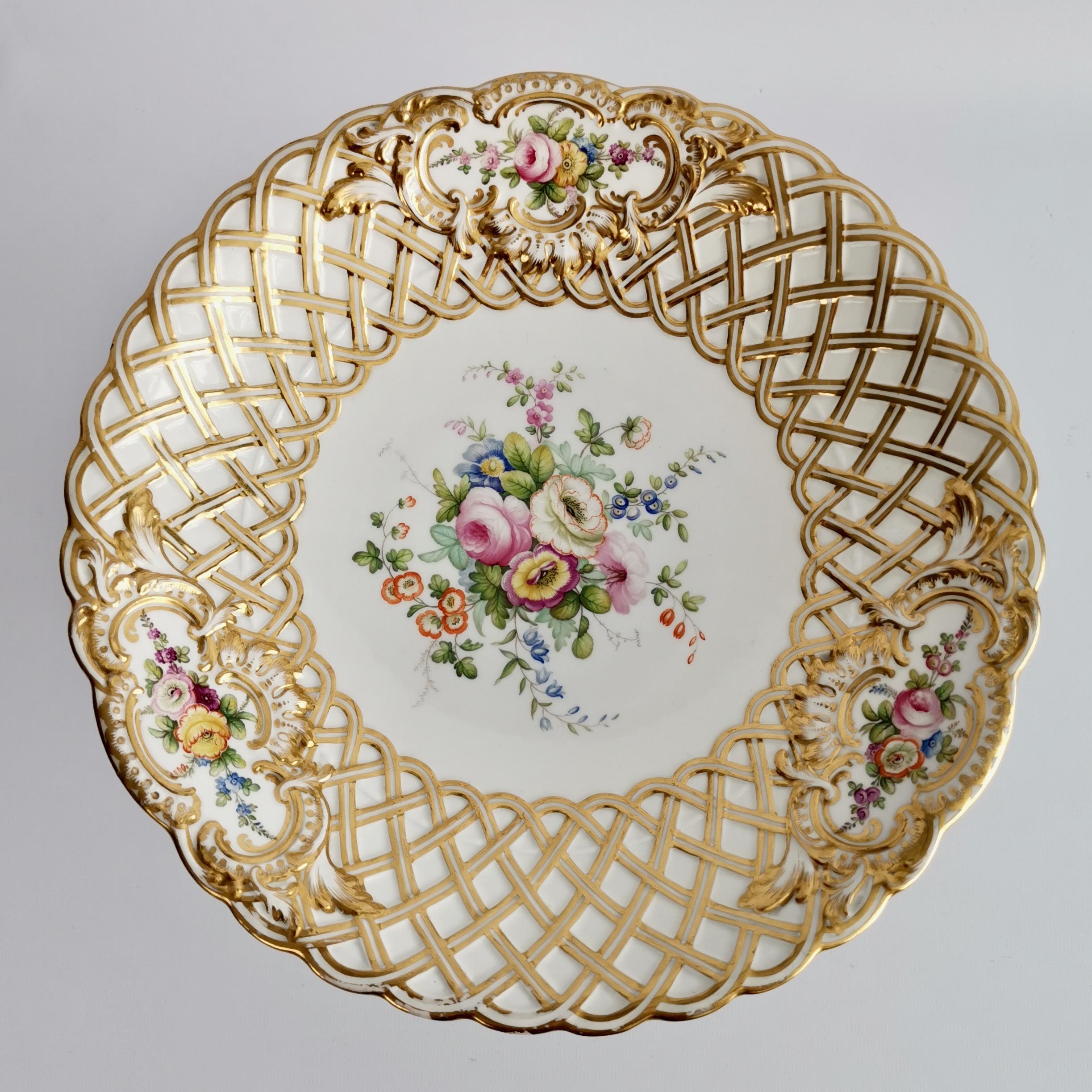 Minton Porcelain Dessert Service, White, Flowers J. Bancroft, Victorian, 1841 5