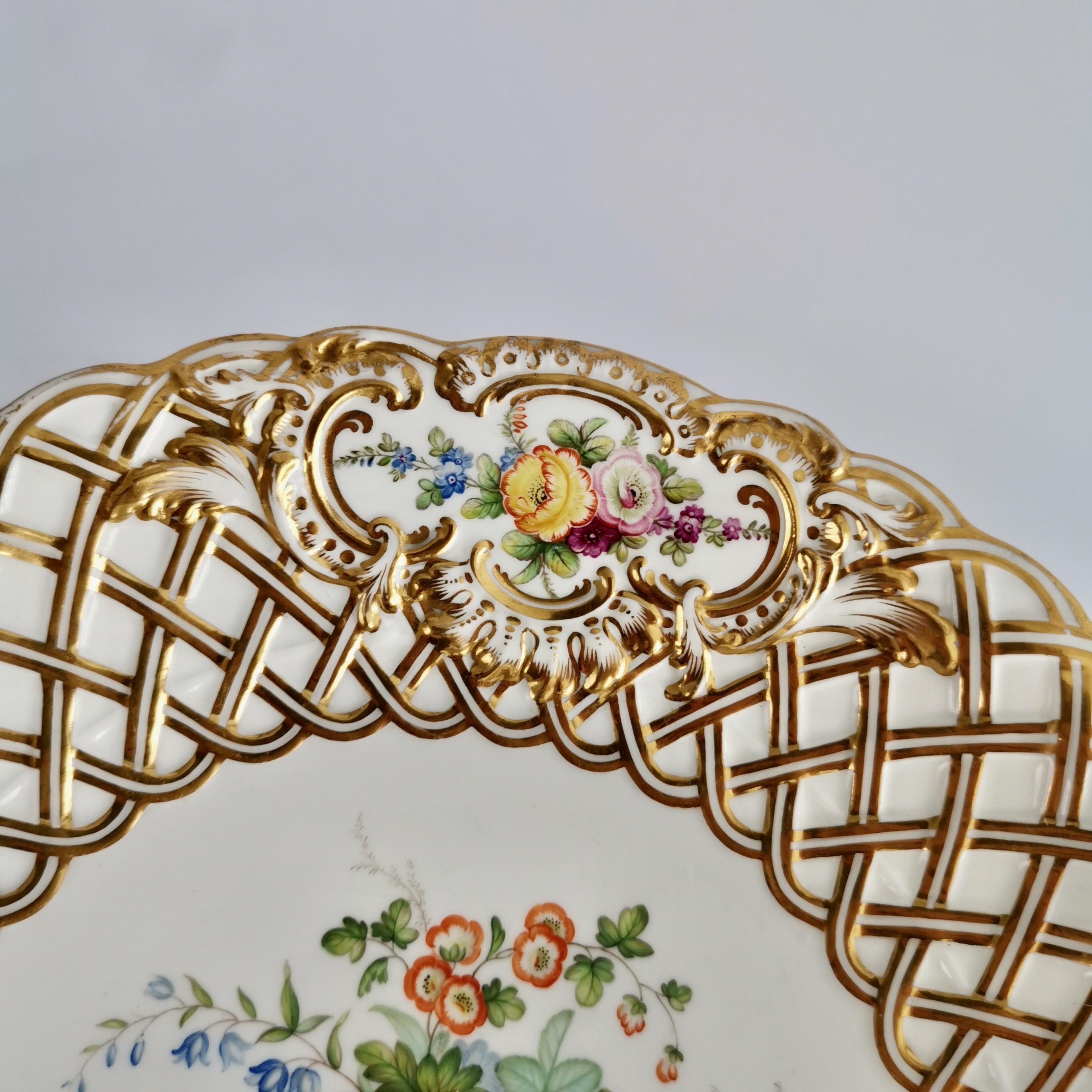 Minton Porcelain Dessert Service, White, Flowers J. Bancroft, Victorian, 1841 6