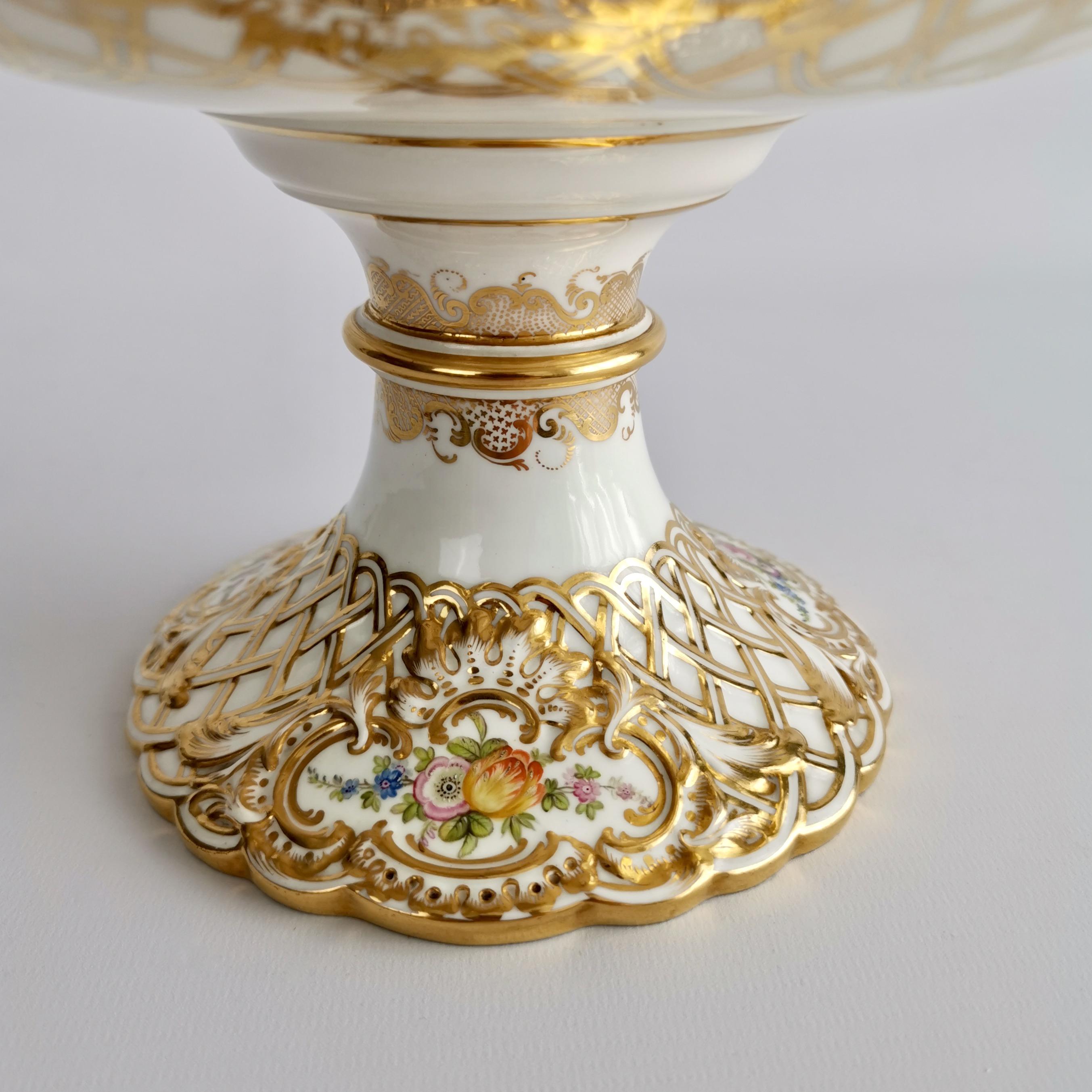 Minton Porcelain Dessert Service, White, Flowers J. Bancroft, Victorian, 1841 8