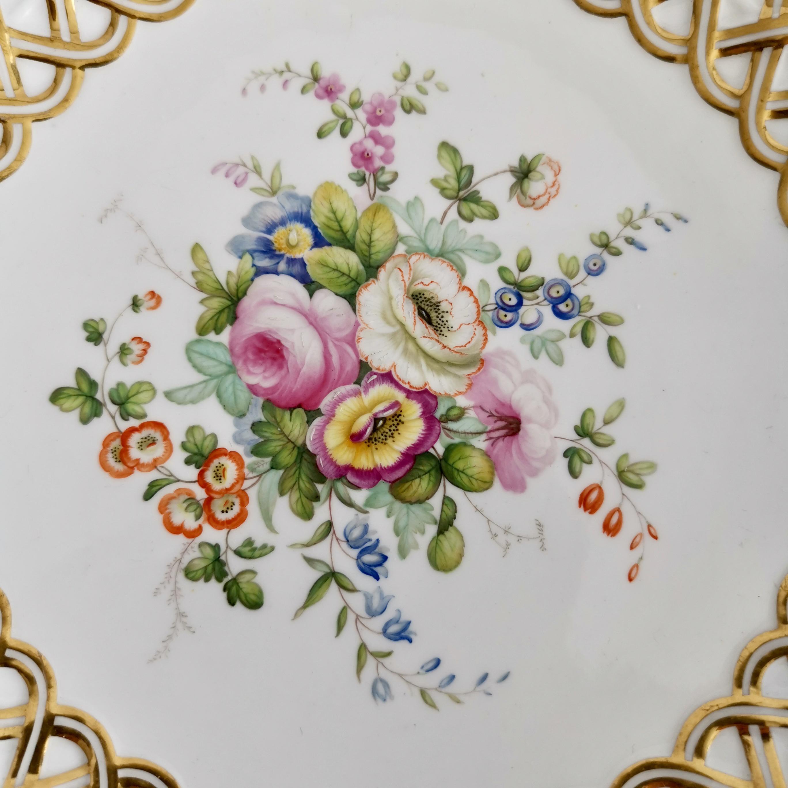 Mid-19th Century Minton Porcelain Dessert Service, White, Flowers J. Bancroft, Victorian, 1841