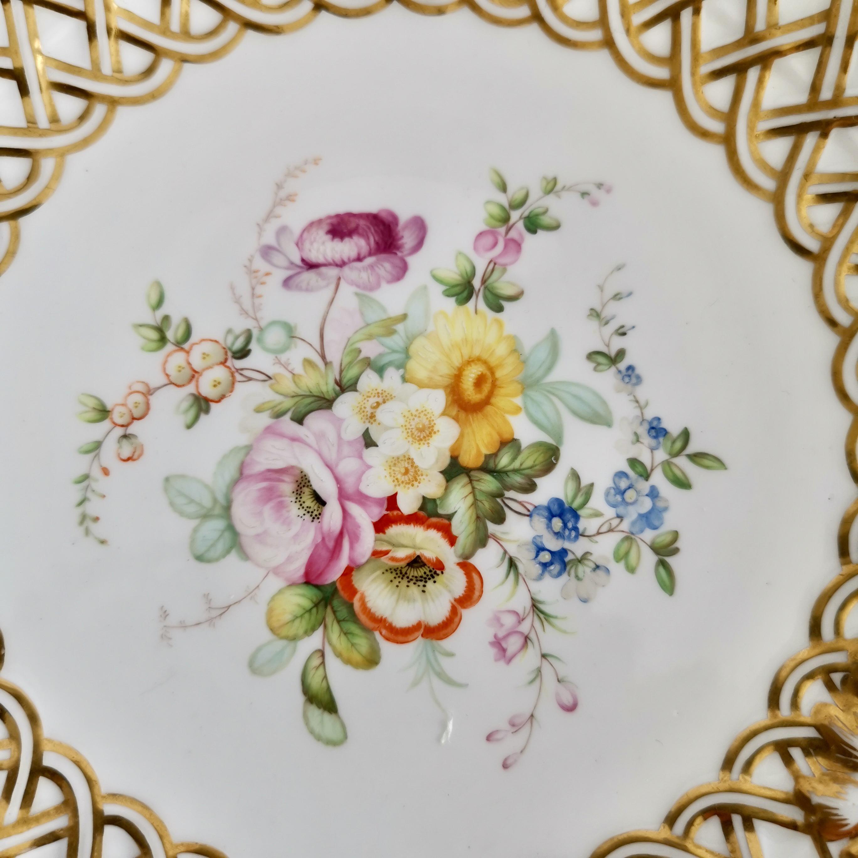 Minton Porcelain Dessert Service, White, Flowers J. Bancroft, Victorian, 1841 2