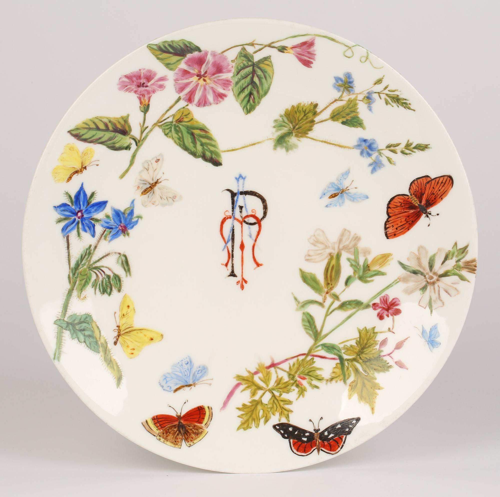 Minton Porcelain Hand-Painted Blank Cabinet Plate Signed AMB, 1890 For Sale 8