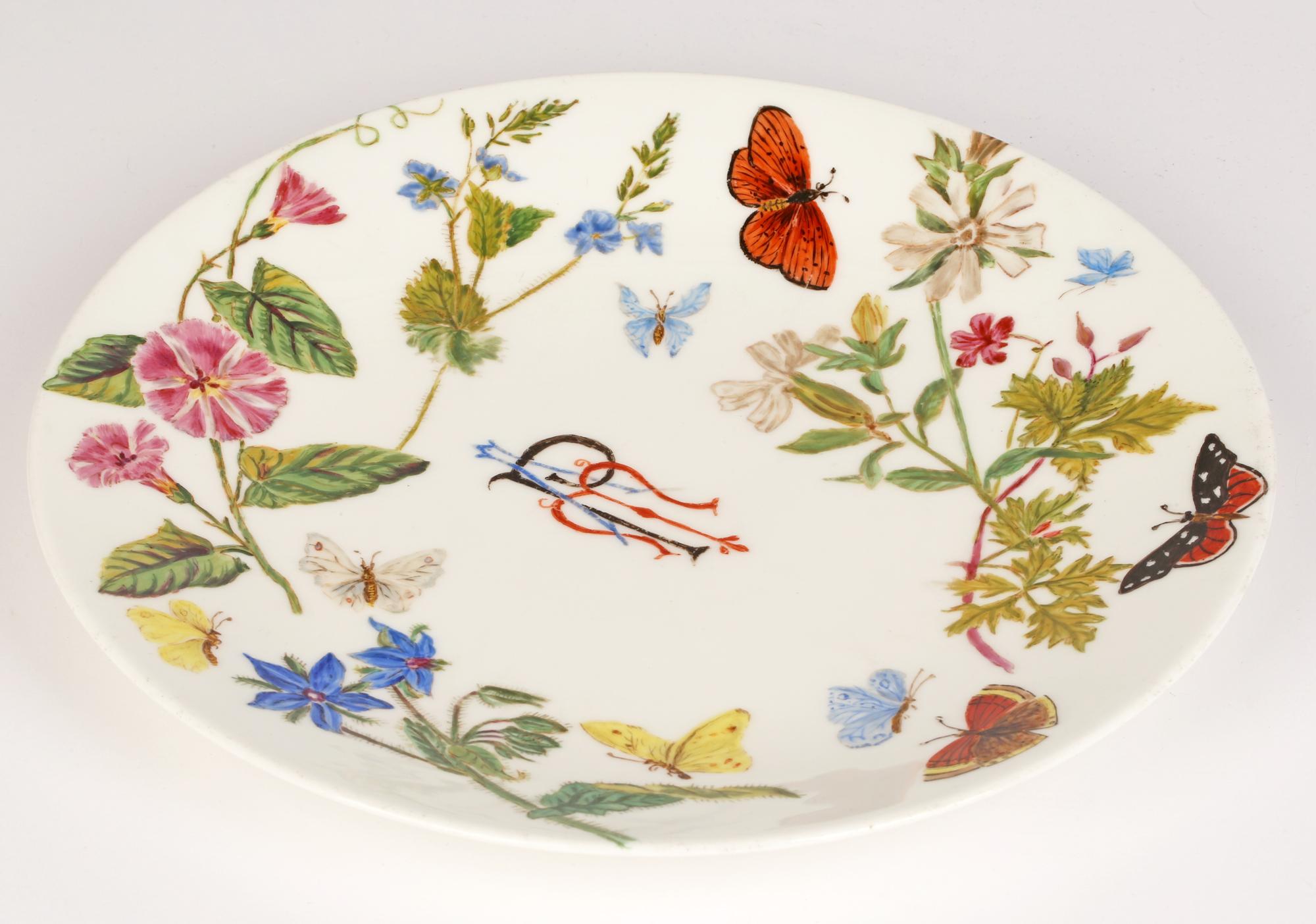 Late 19th Century Minton Porcelain Hand-Painted Blank Cabinet Plate Signed AMB, 1890 For Sale