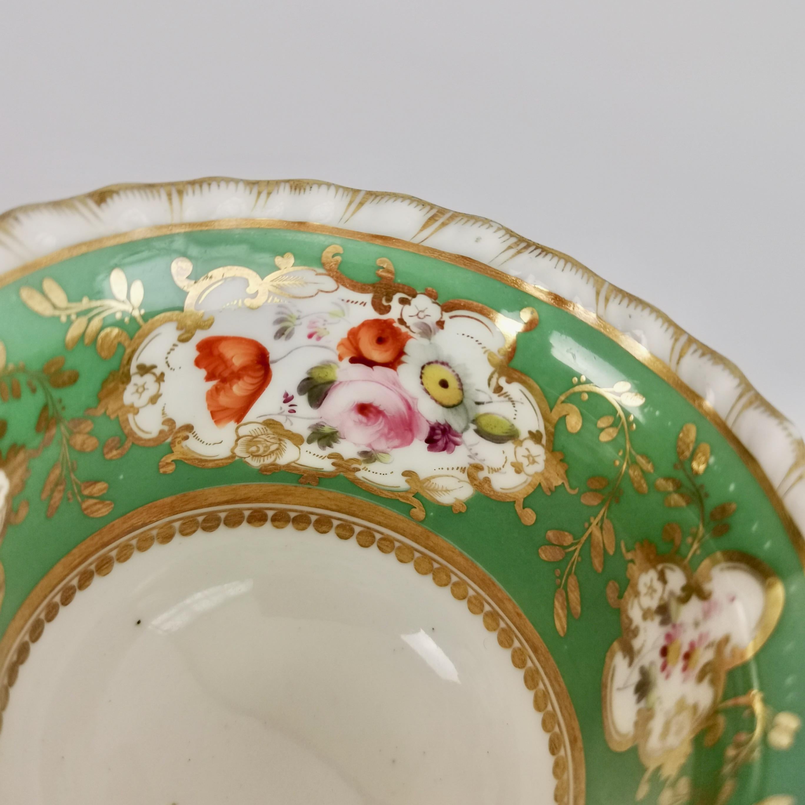 Regency Minton Porcelain Orphaned Coffee Cup, Green with Flowers, ca 1825